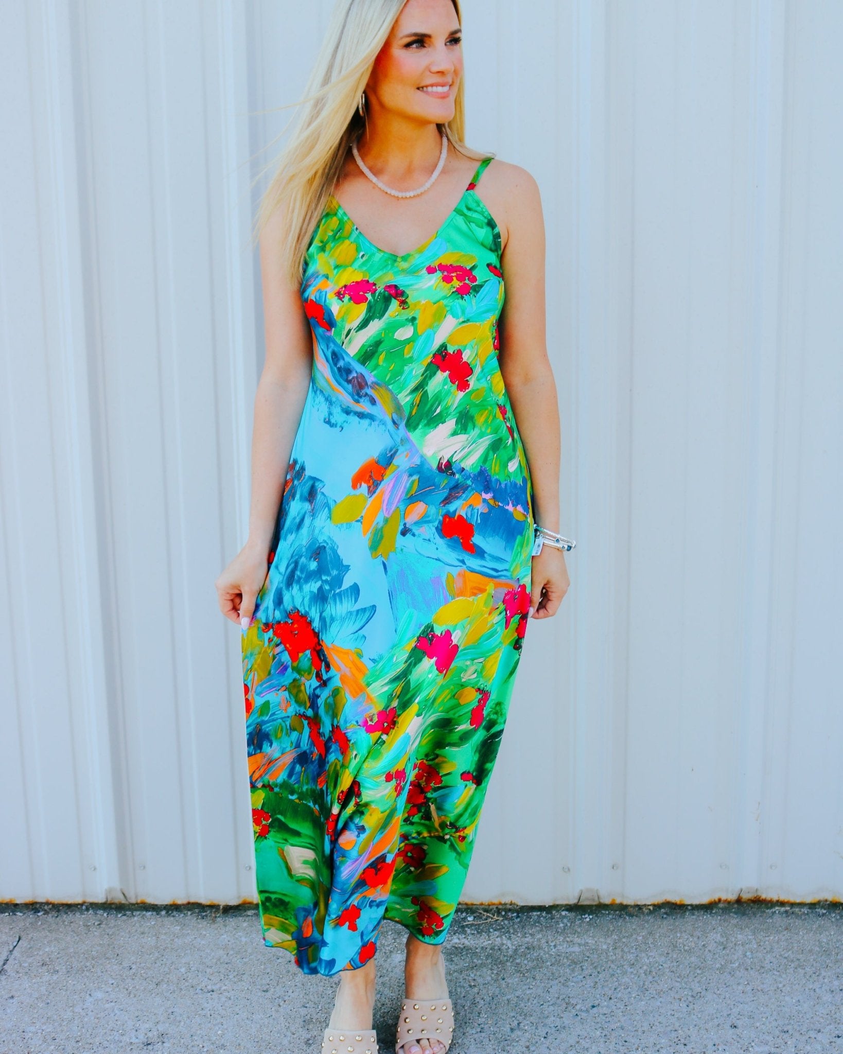 Kanako Abstract Floral Long Dress - Olive You BoutiqueJOHNNY WAS COLLECTION227685C36026-3
