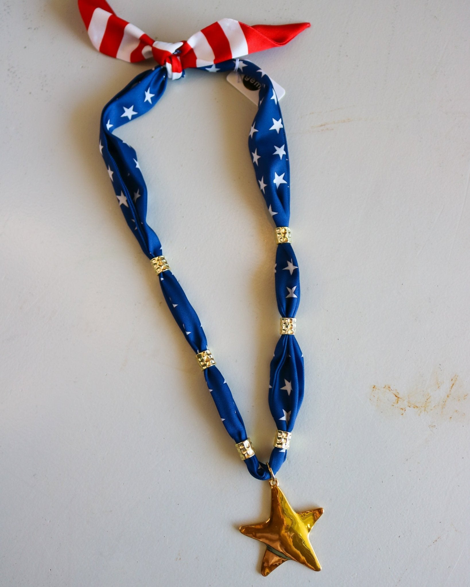 USA Scarf Necklace with Star - Olive You BoutiqueGemelli232208July Scarf Necklace