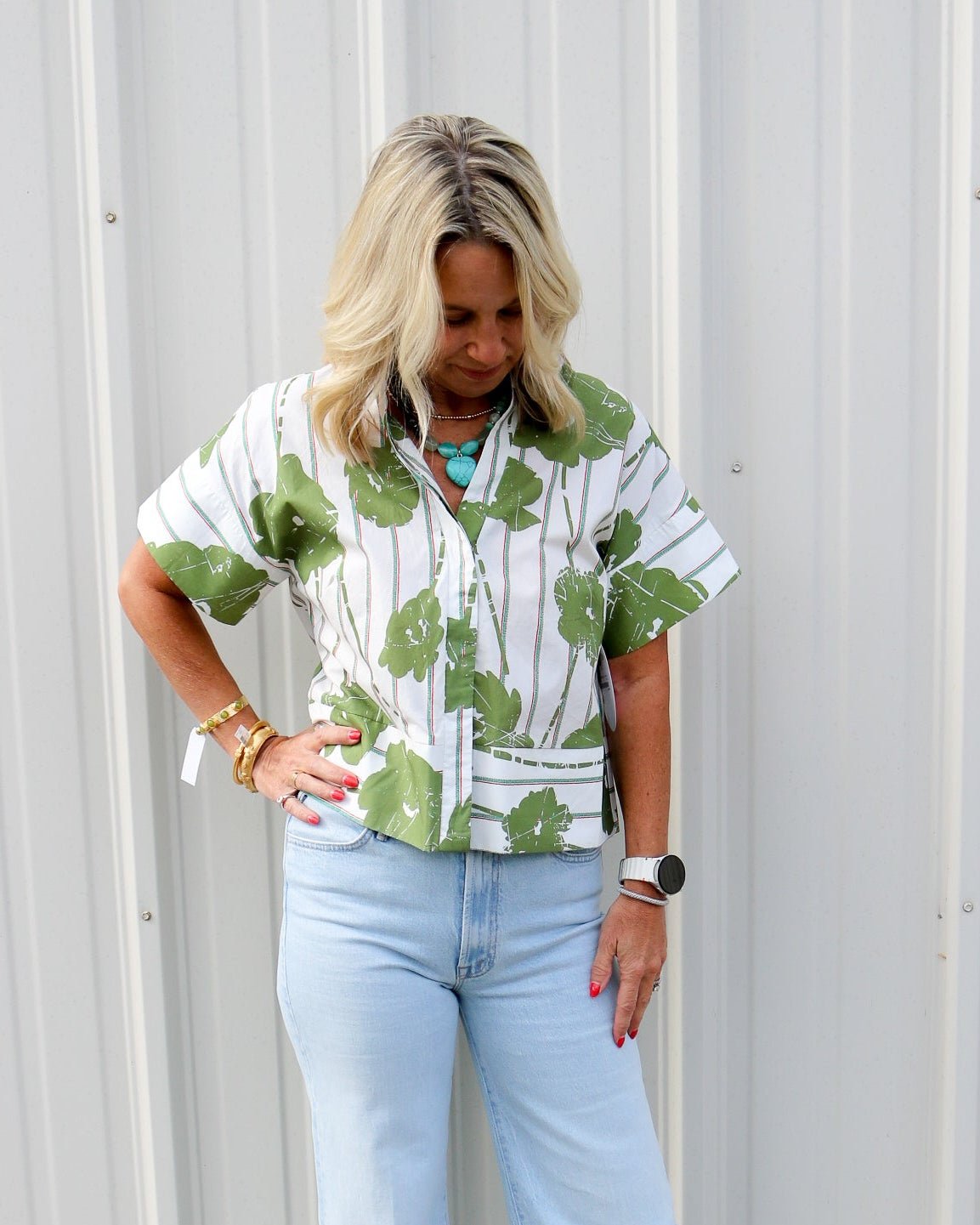 Lucky Clover V - Neck Top - Olive You BoutiqueTHML232524WCT3549