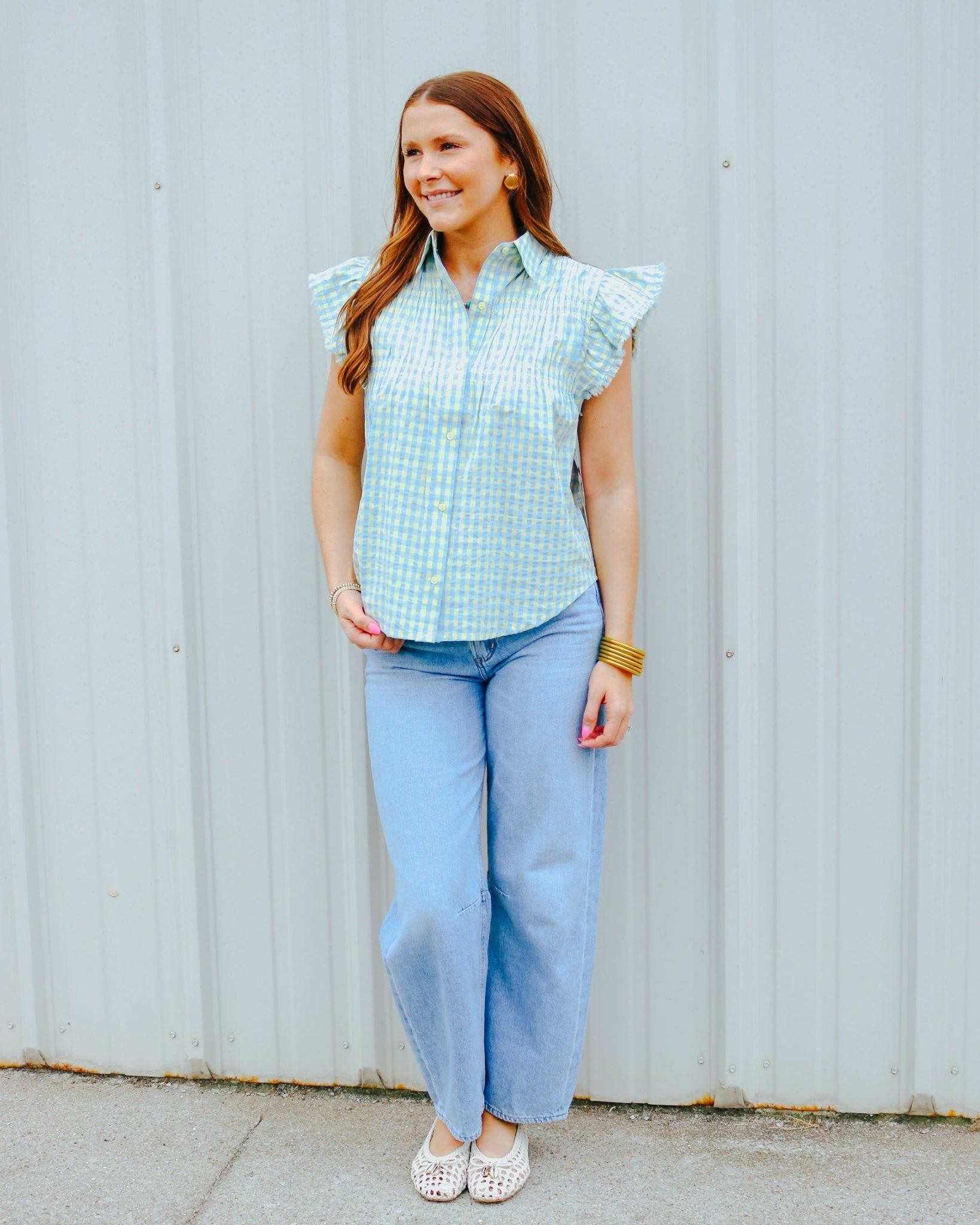 Sunny Days Checkered Blouse - Olive You BoutiqueOLIVE YOU2324172601-420LTA