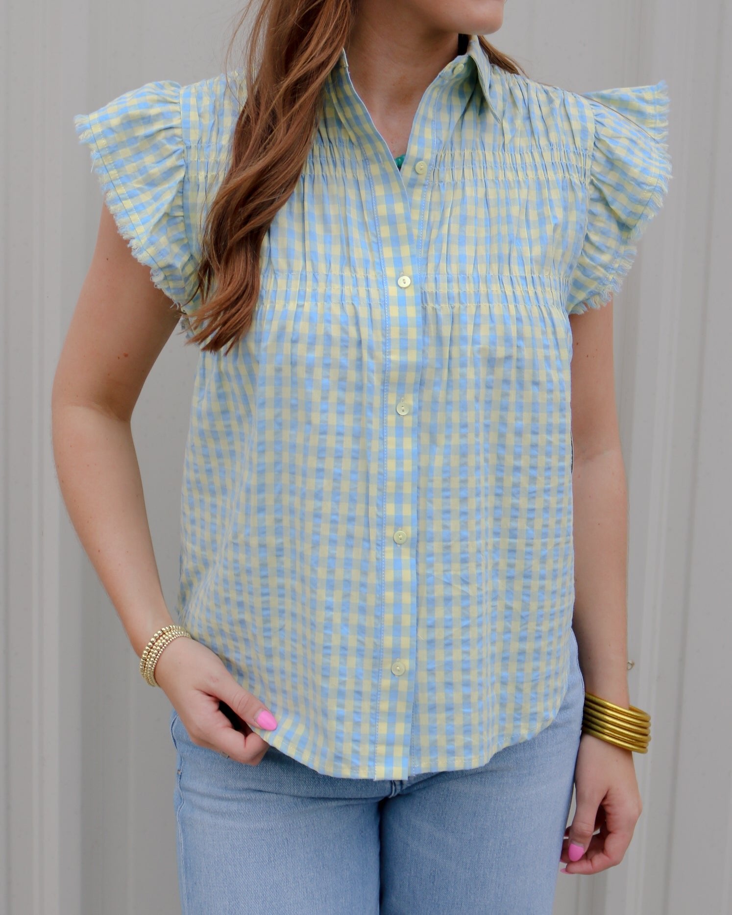 Sunny Days Checkered Blouse - Olive You BoutiqueOLIVE YOU2324172601-420LTA