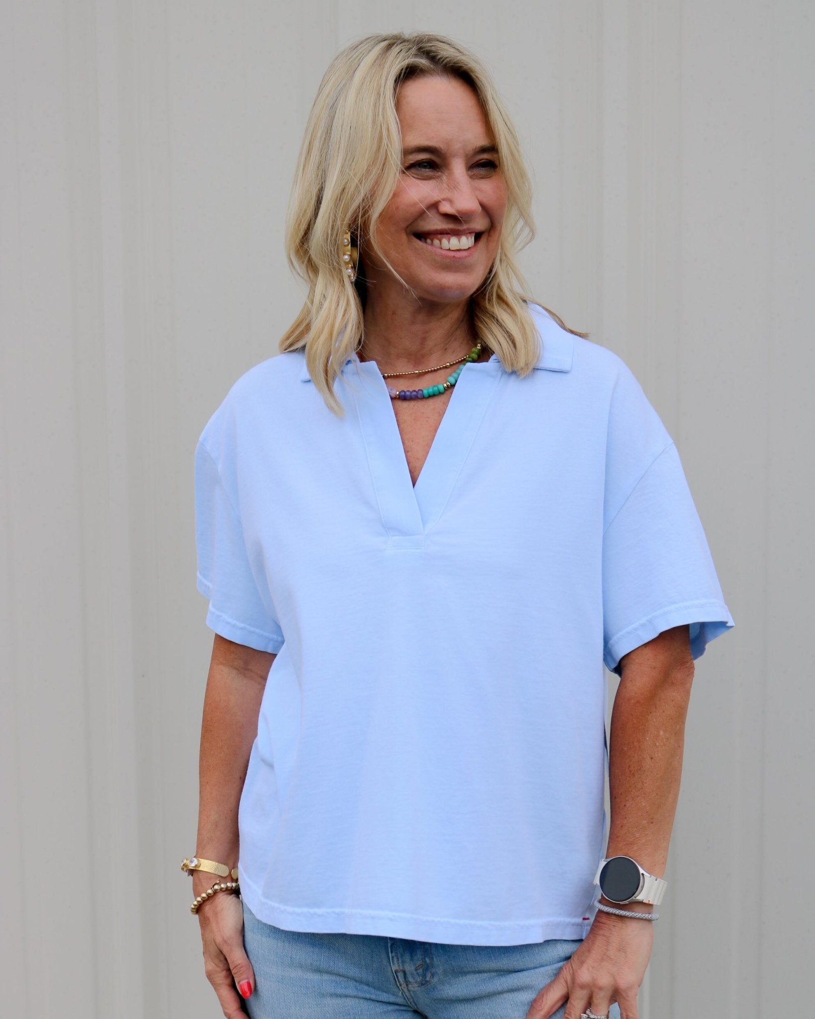 Collard V Neck Short Sleeve Tee - Olive You BoutiqueXIRENA229274X6OKJ054