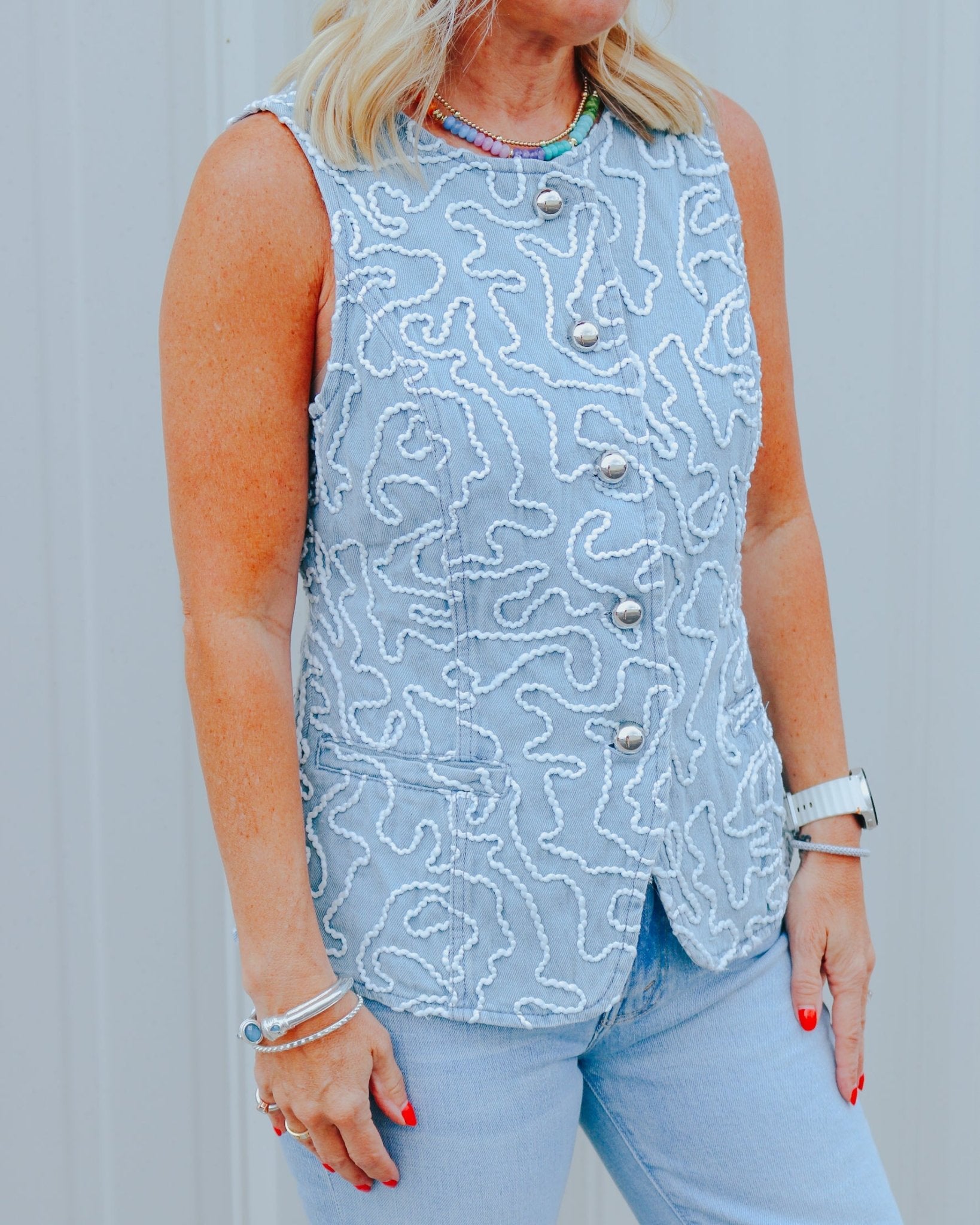 Denim and Rope Detail Vest - Olive You BoutiqueOLIVE YOU232468T30975