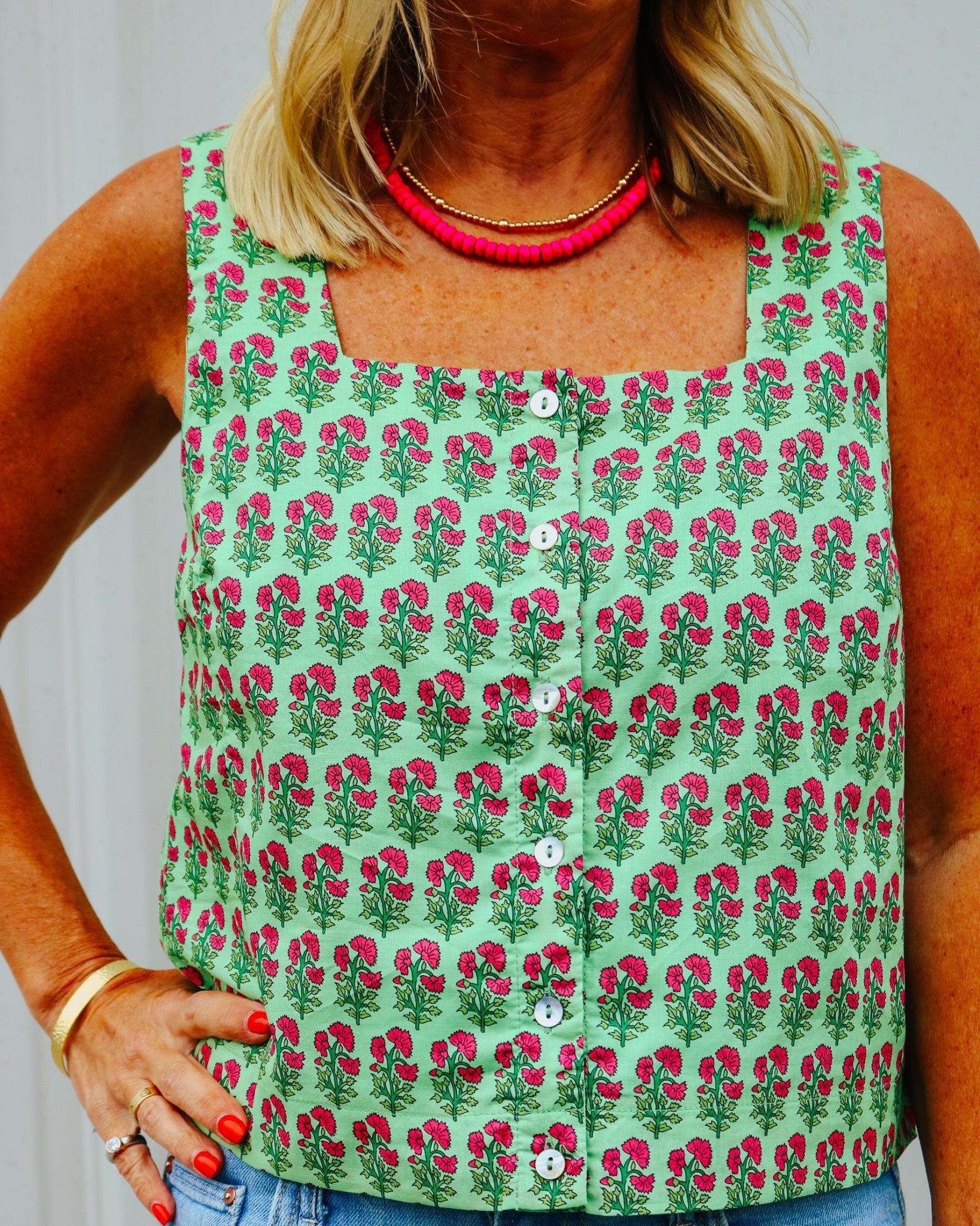 Floral Fun Sleeveless Blouse - Olive You BoutiqueOLIVE YOU232480T30275