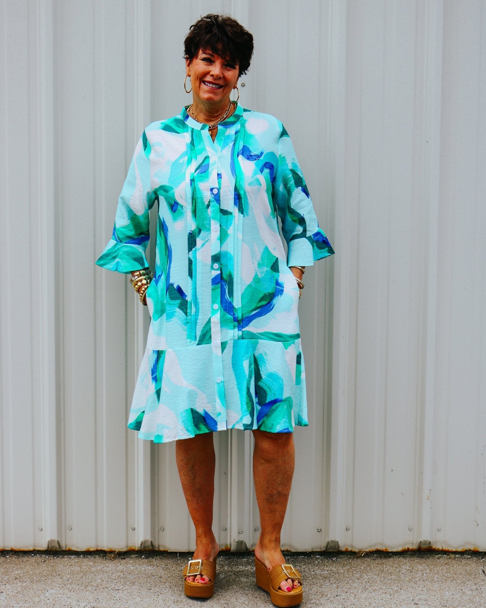 Vacay Watercolor Waves Dress - Olive You BoutiqueLIOR228930MILES-6