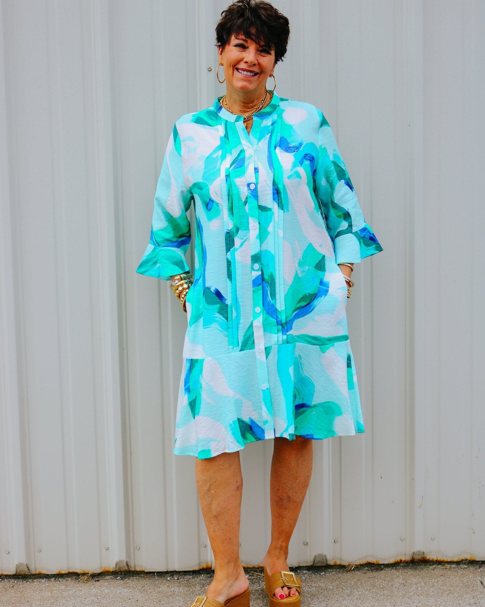 Vacay Watercolor Waves Dress - Olive You BoutiqueLIOR228930MILES-6