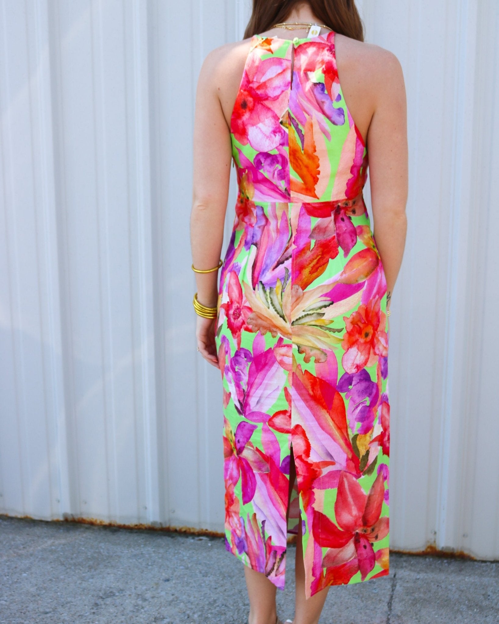 Artsy Floral Green Midi Dress – Olive You Boutique