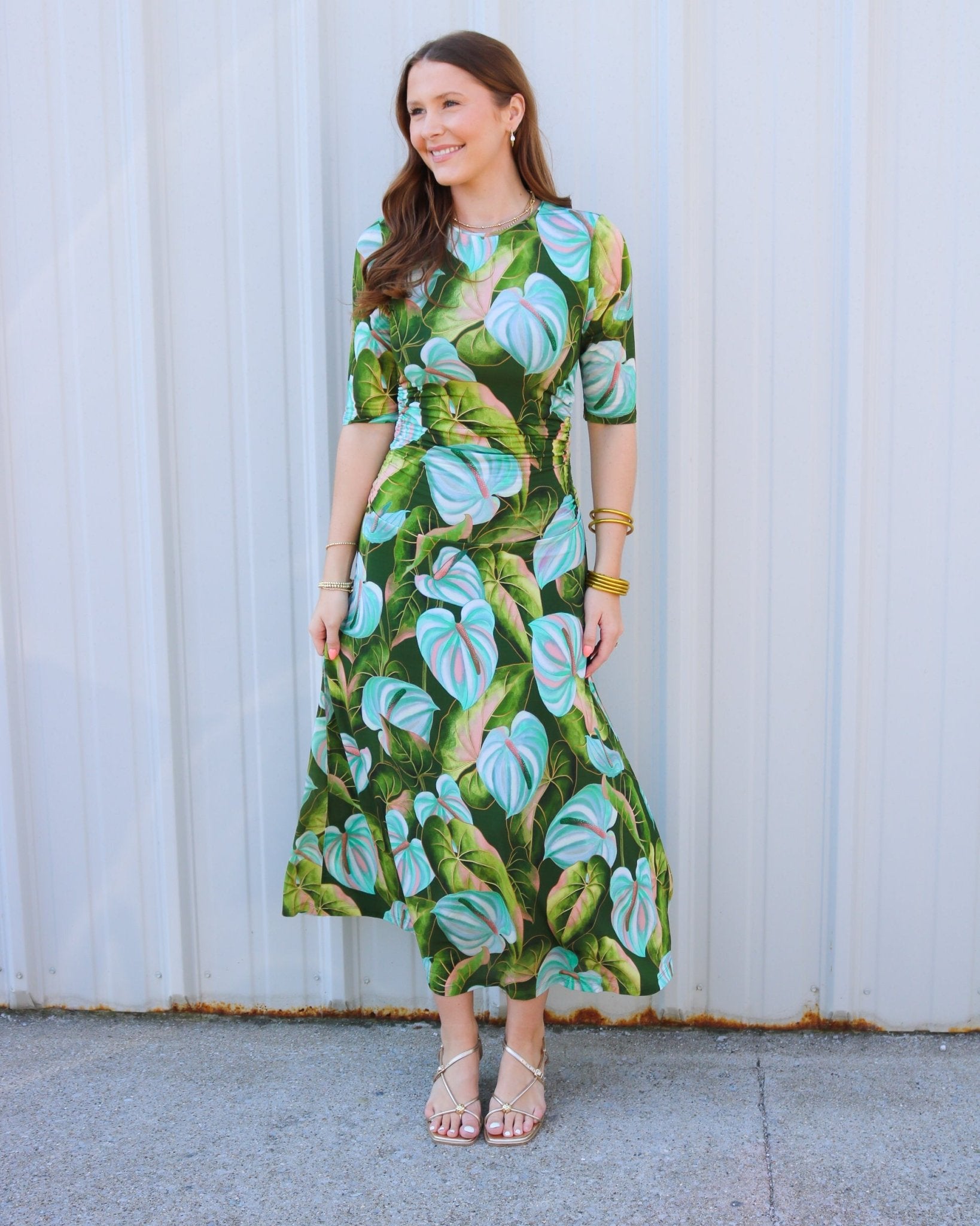 Anturium Leaves Midi Dress - Olive You BoutiqueFARM RIO227568358993