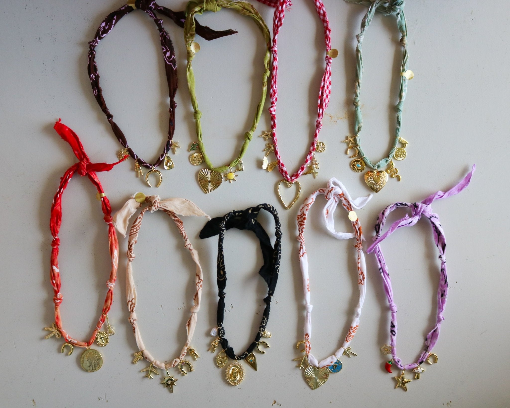 Lucky Lavender 5 Charm Bandana Necklace - Olive You BoutiqueMANDRIANA235040LAVENDERBN5