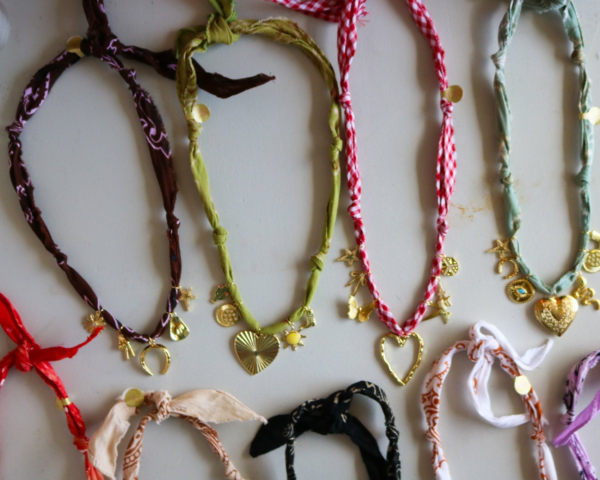 Cherry Picnic 7 Charm Bandana Necklace - Olive You BoutiqueMANDRIANA235049CHERRYBN7