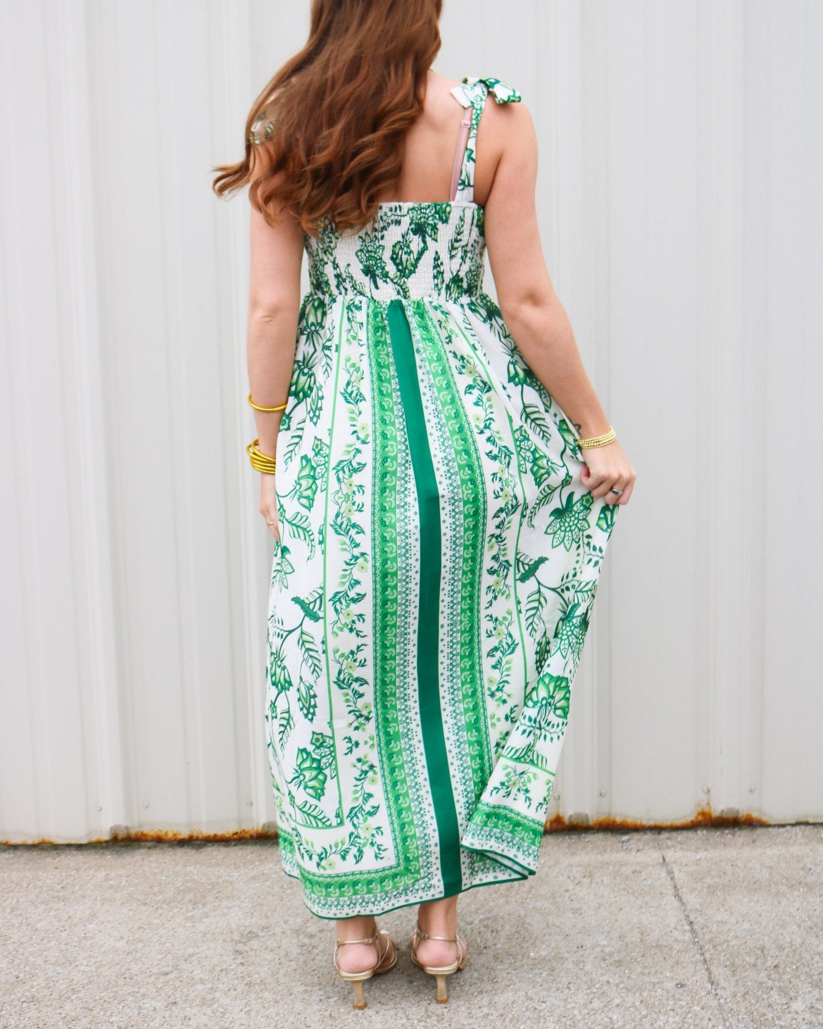 Garden Bow Tie Strap Midi Dress – Olive You Boutique