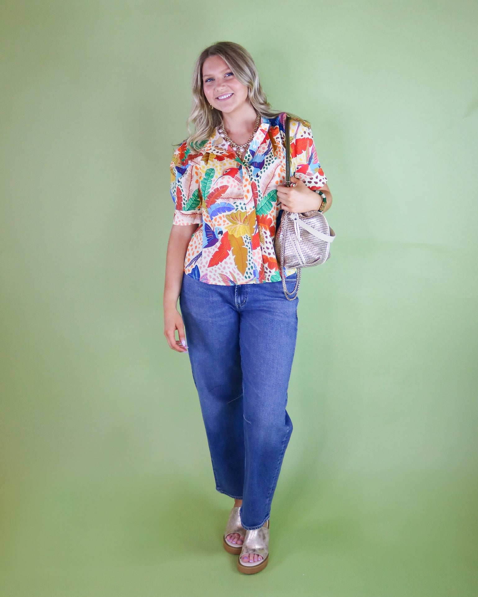 Lantern Jungle Blouse - Olive You BoutiqueJADE22997077D8008