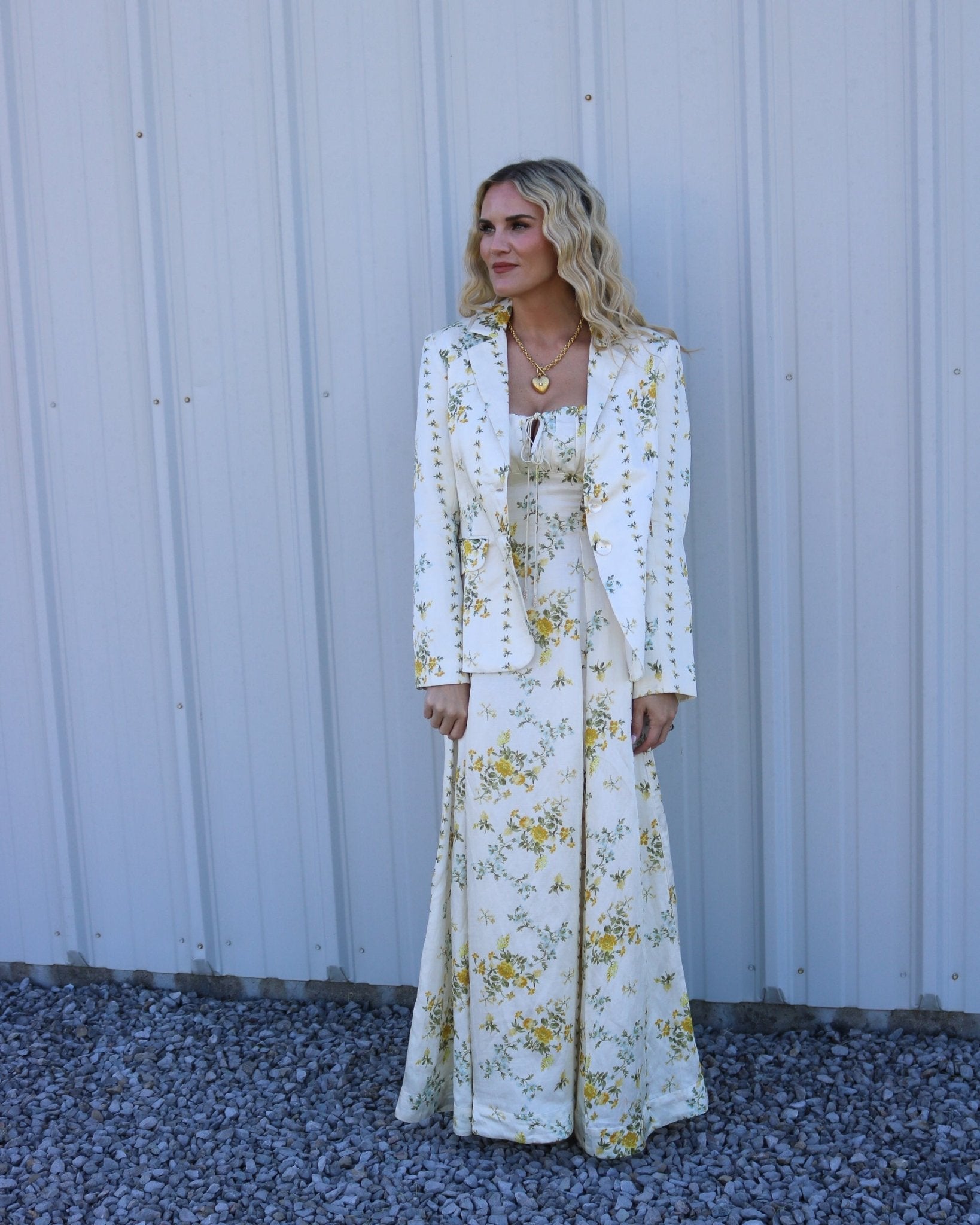 Floral Babydoll Maxi Dress YELLOW / MEDIUM