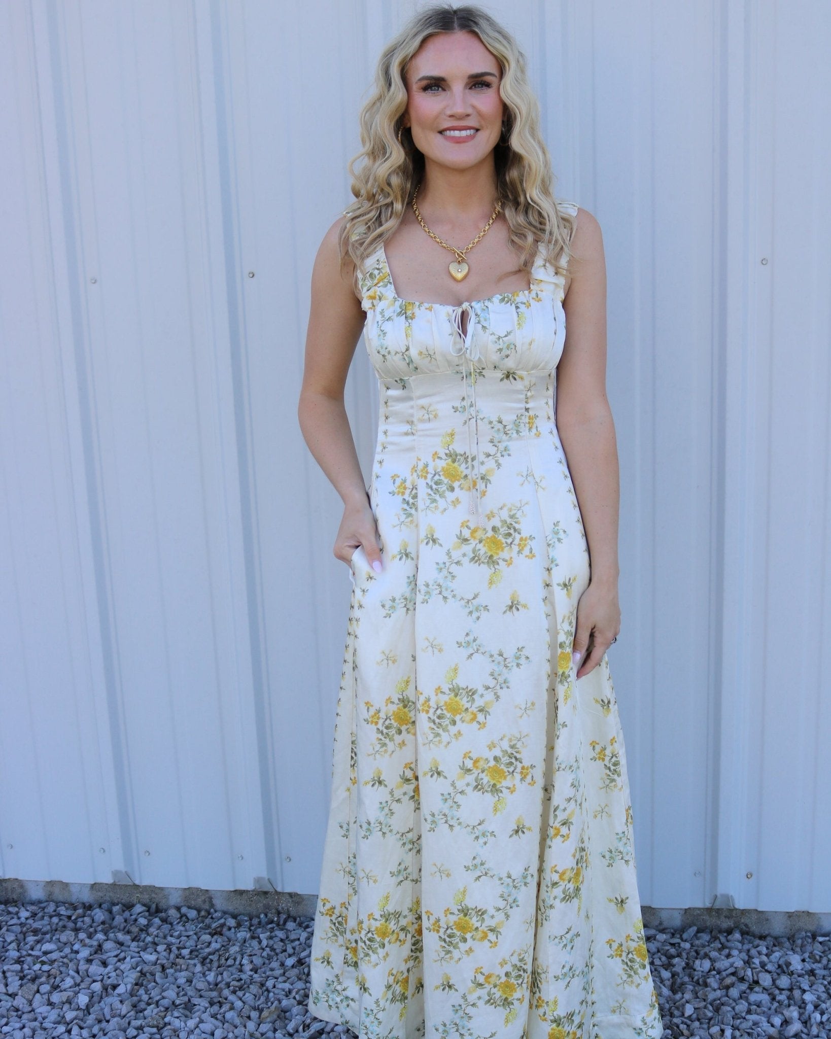 Floral Babydoll Maxi Dress - Olive You BoutiqueLOVE THE LABEL229228L2603-6363