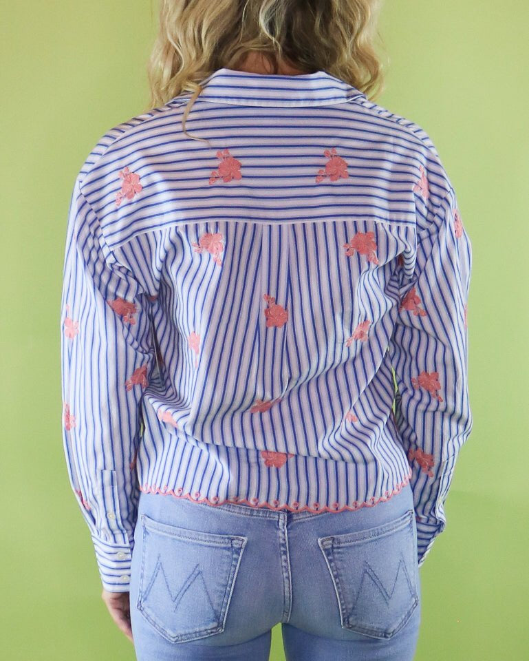 Embroidered Striped Blouse - Olive You BoutiqueALLISON228264526T503P135