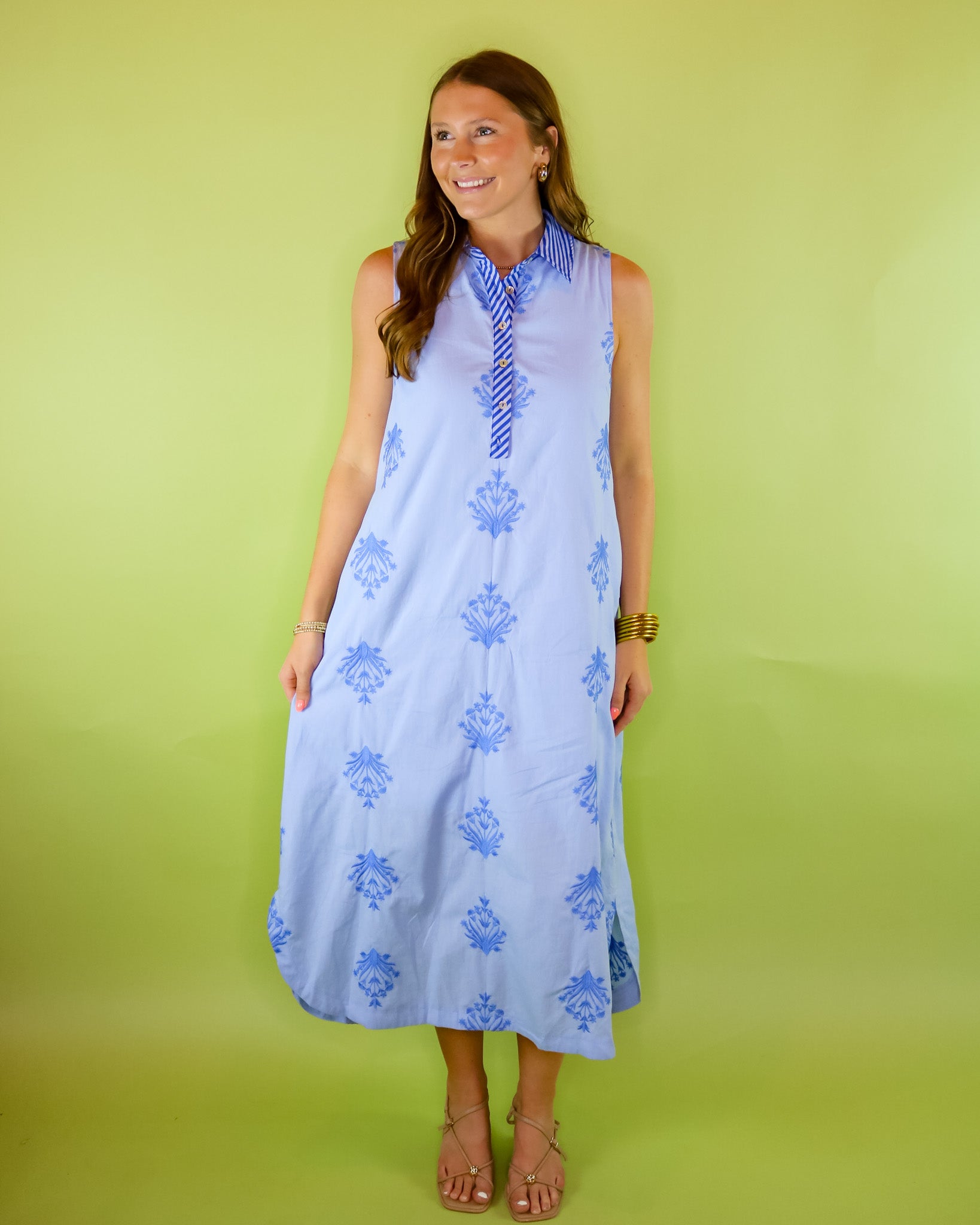 Embroidered Blue Jay Midi Dress - Olive You BoutiqueOLIVE YOU232926d31196