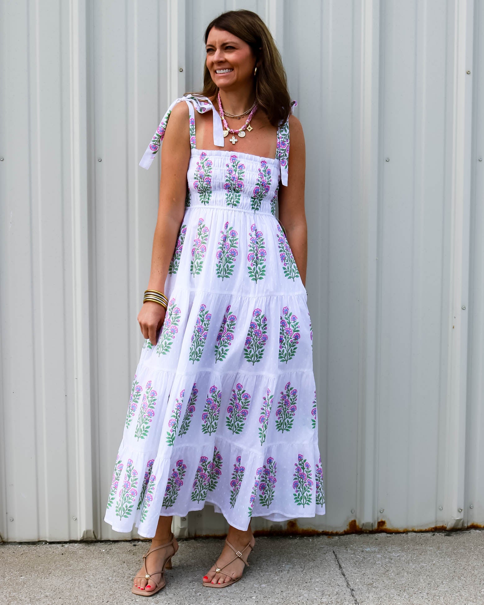 Martina Floral Tie Shoulder Dress - Olive You BoutiquePink City Prints226953SUM2645