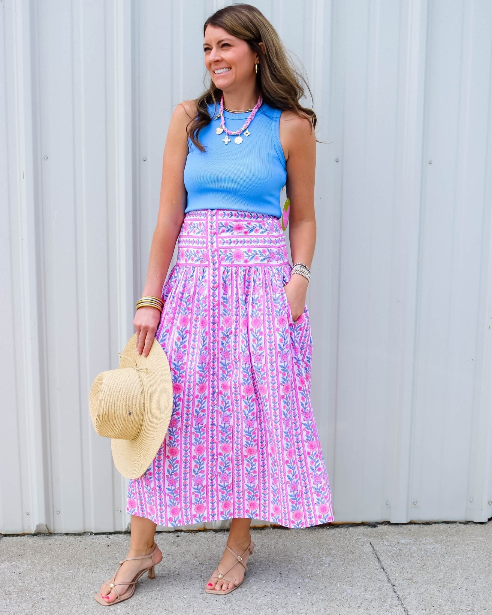 Primrose Floal Midi Skirt - Olive You BoutiquePink City Prints226937SUM2615
