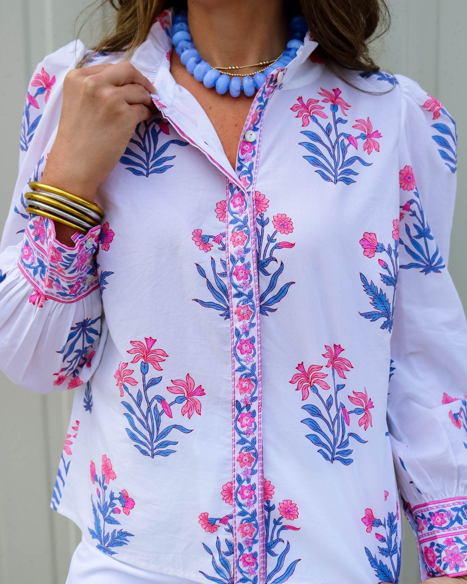 Primrose Floral Button Up Blouse - Olive You BoutiquePink City Prints226940SUM2616