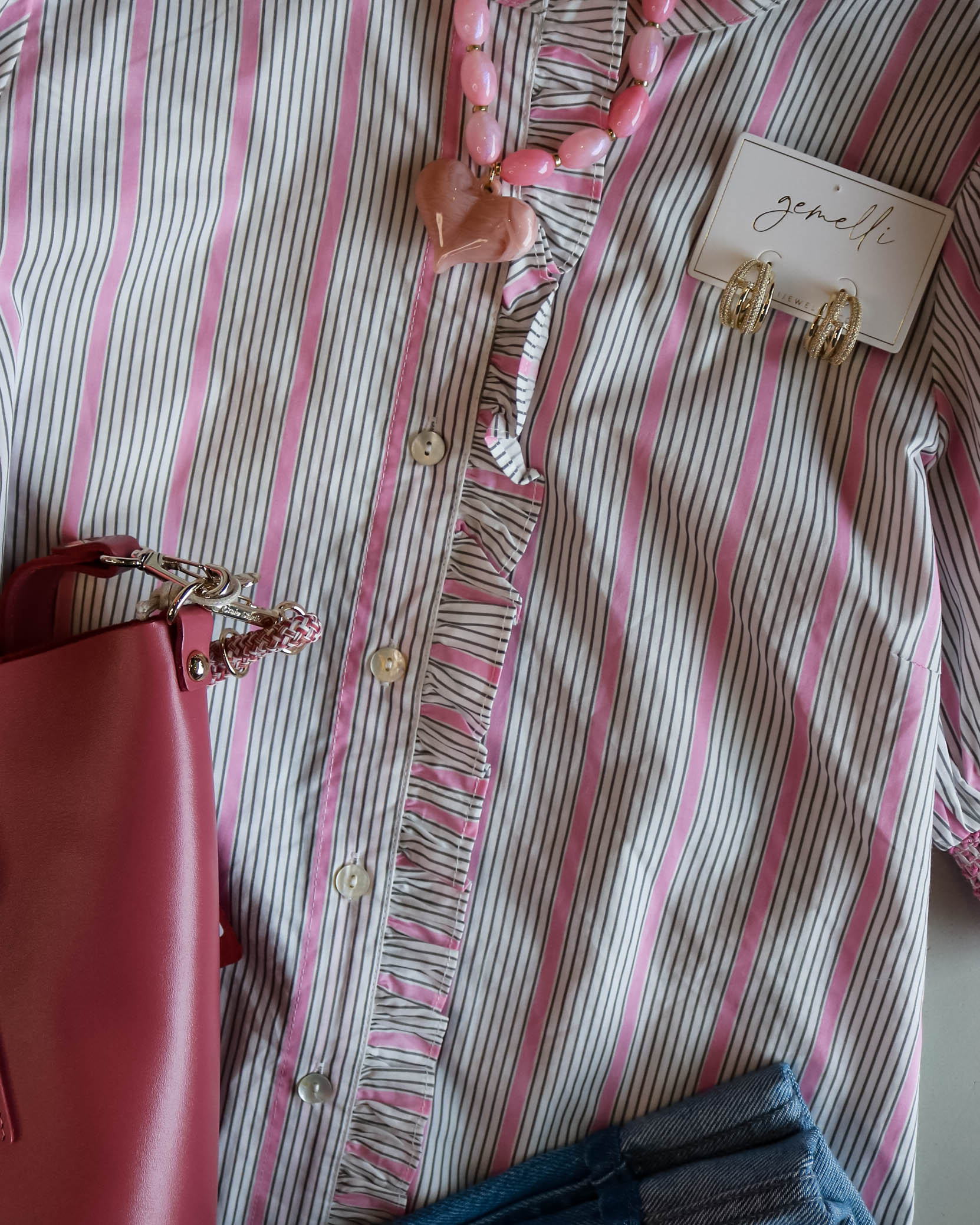 Striped and Ruffles Blouse - Olive You BoutiqueOLIVE YOU233253T31559