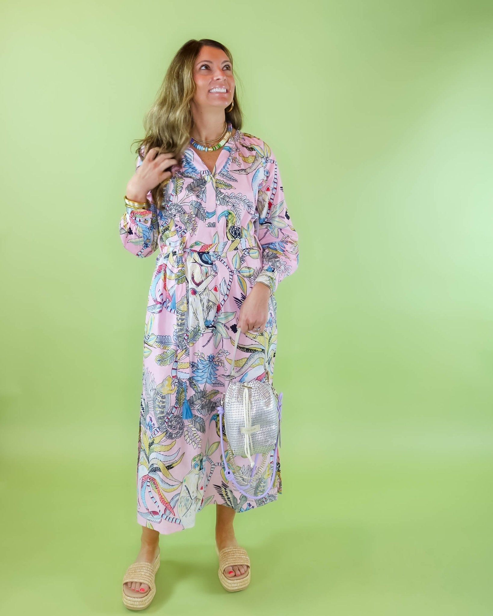 Jungle Tassle Tie Waist Midi Dress - Olive You BoutiqueIVY JANE23071775745