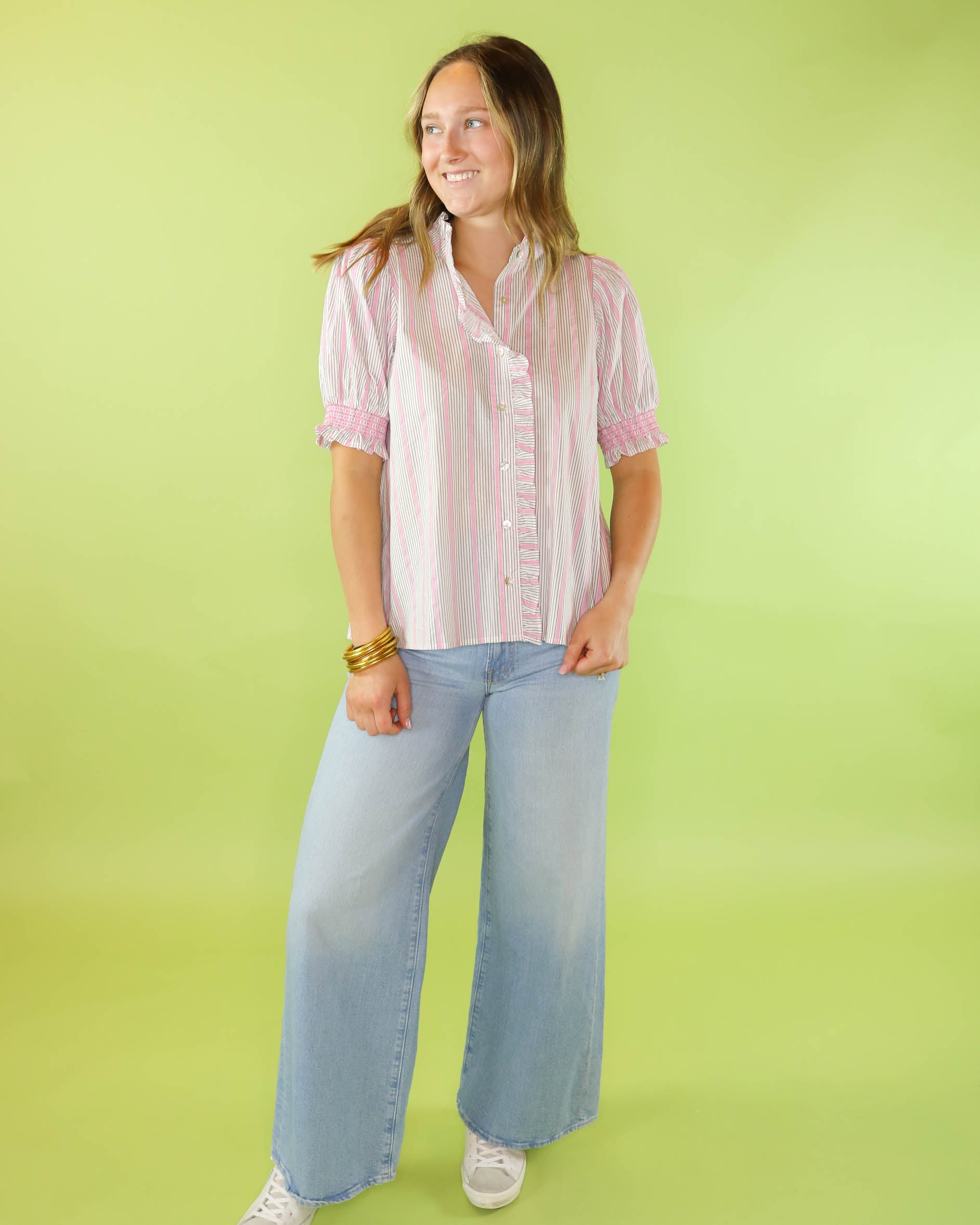 Striped and Ruffles Blouse - Olive You BoutiqueOLIVE YOU233253T31559