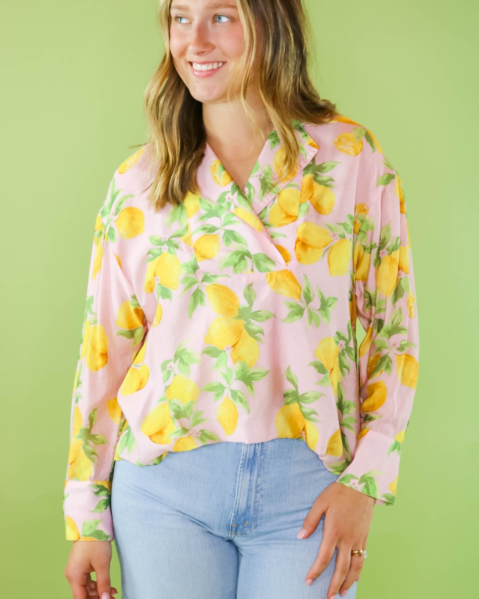 Lemon Cross V Blouse - Olive You BoutiqueIVY JANE230670650440