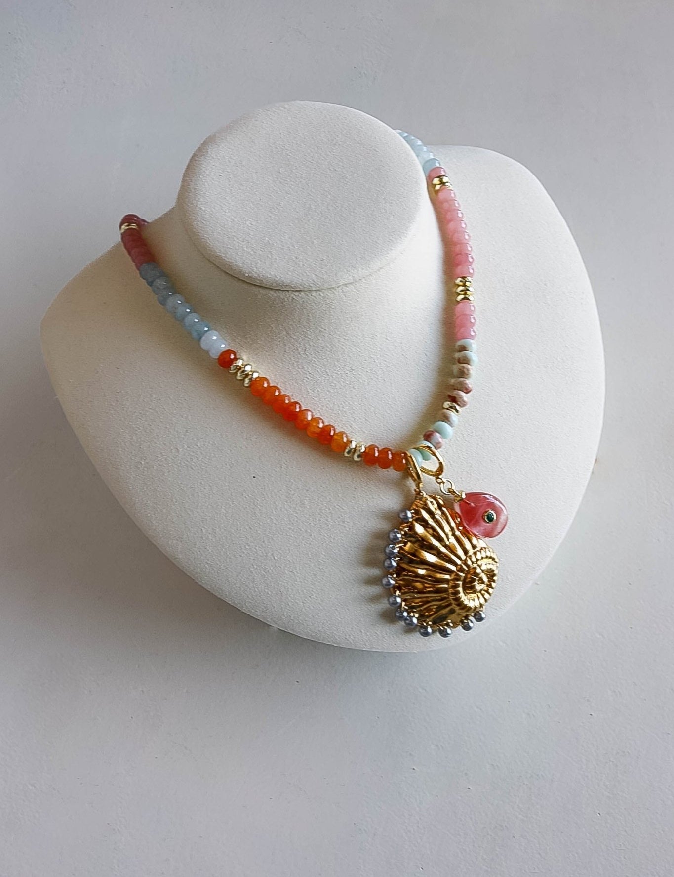 Shell Beaded Charm Necklace - Olive You BoutiqueGemelli233598INLETNECK-CHARM