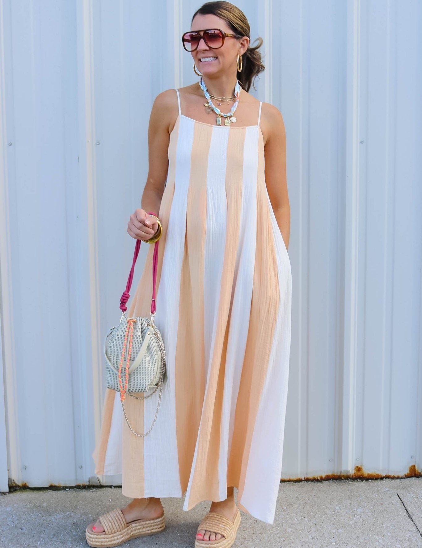 Sunset Stripe Midi Dress - Olive You BoutiqueOLIVE YOU230802L7390