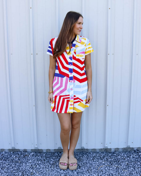 Wesley Short Sleeve Umbrella Dress Multi / X-Small