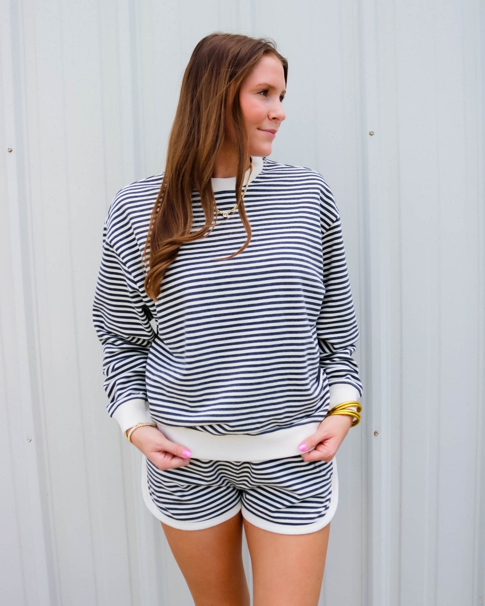 Oversized Stripe Sweatshirt - Olive You BoutiqueClare V.230848CVA1000390