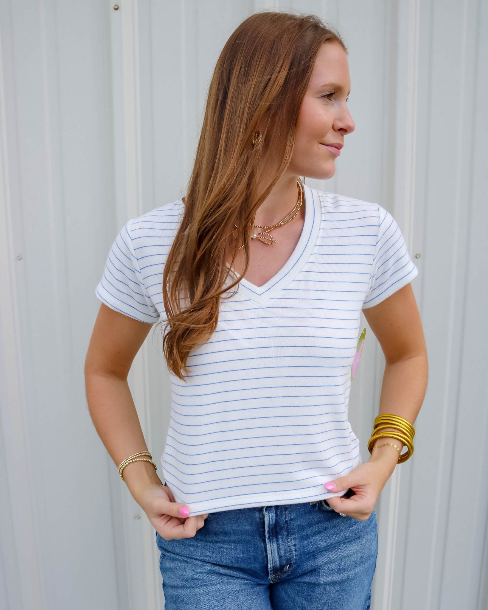 Brushed Sweater Knit Striped Tee - Olive You BoutiquePERFECTWHITETEE230016T388-ELLIOT