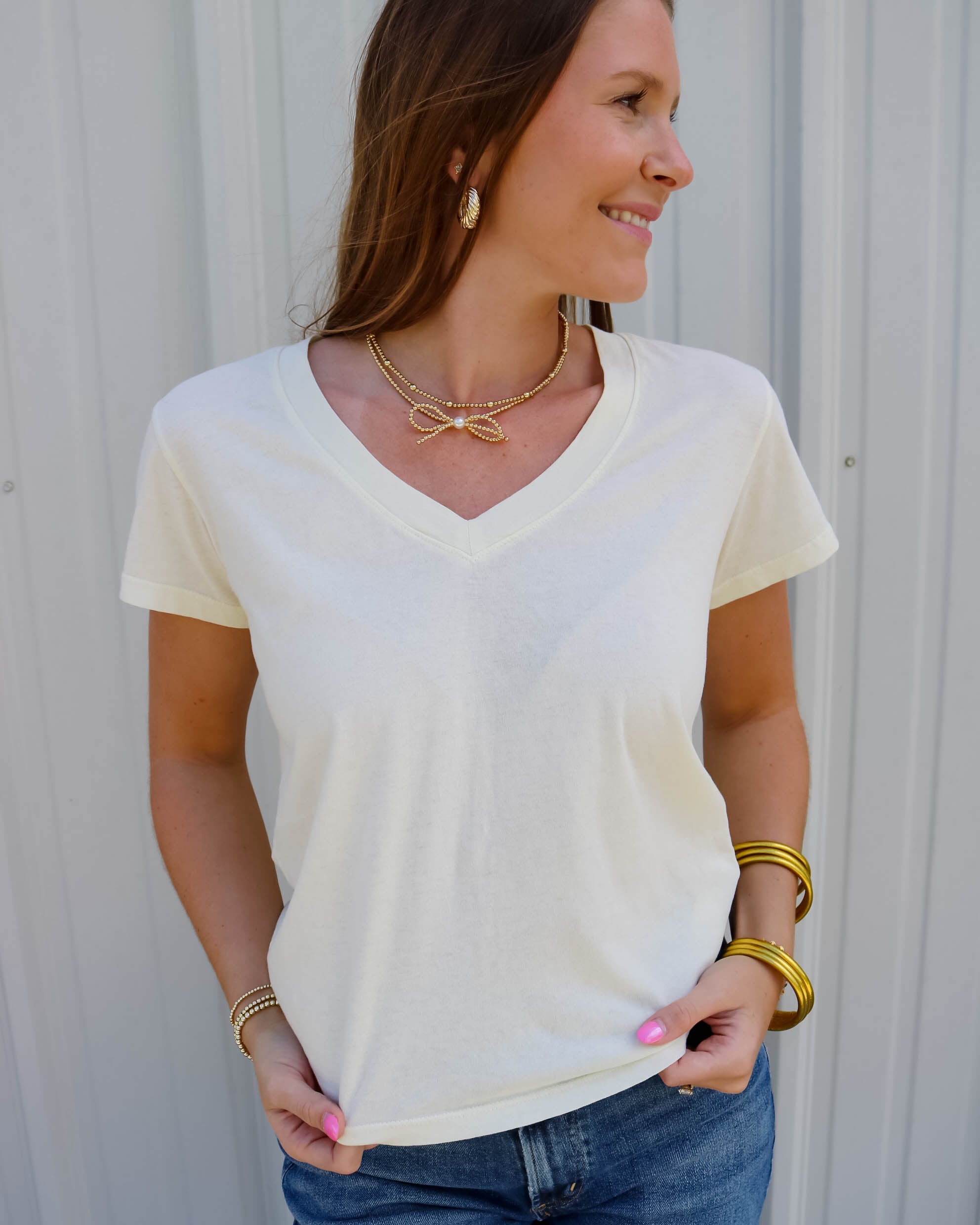 Cotton Boxy V-Neck Tee - Olive You BoutiquePERFECT WHITE TEE227840T69-HENDRIX-1