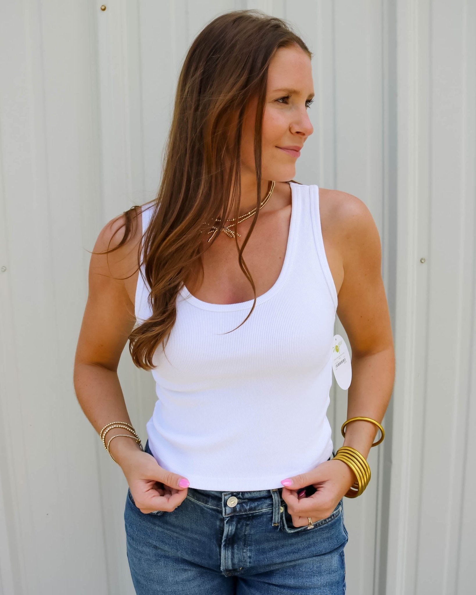Structured Rib Bra Friendly Tank - Olive You BoutiquePERFECTWHITETEE211952T72-BLONDIE