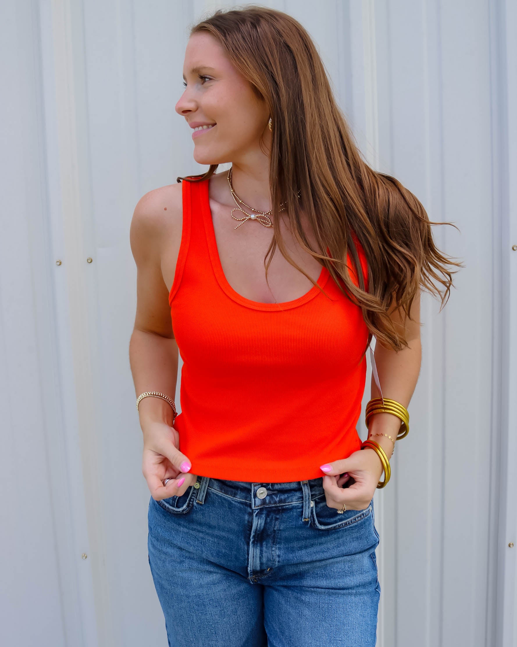 Structured Rib Bra Friendly Tank - Olive You BoutiquePERFECTWHITETEE229986T72-BLONDIE
