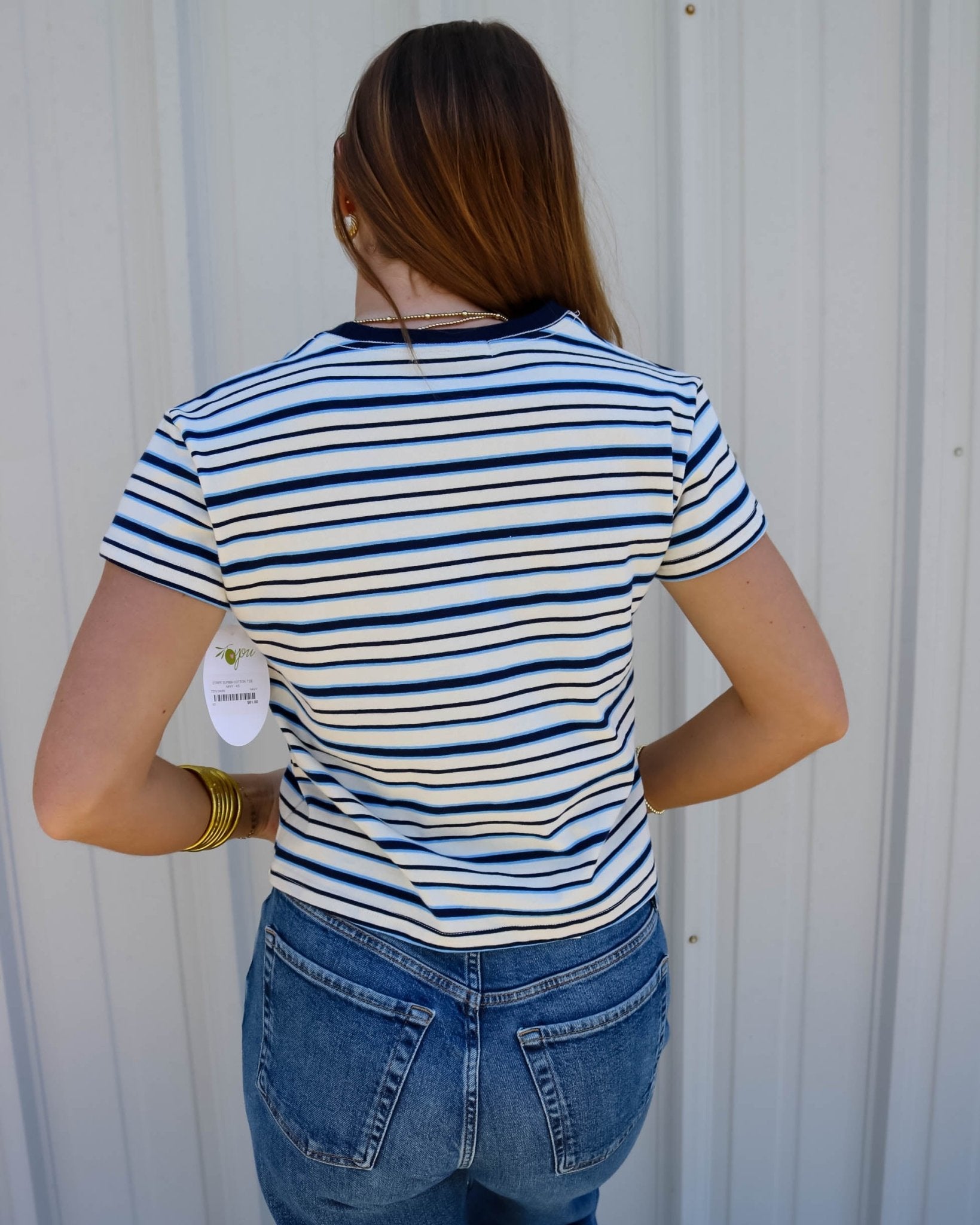 Stripe Supima Cotton Tee - Olive You BoutiquePERFECTWHITETEE230003T374-DAWN