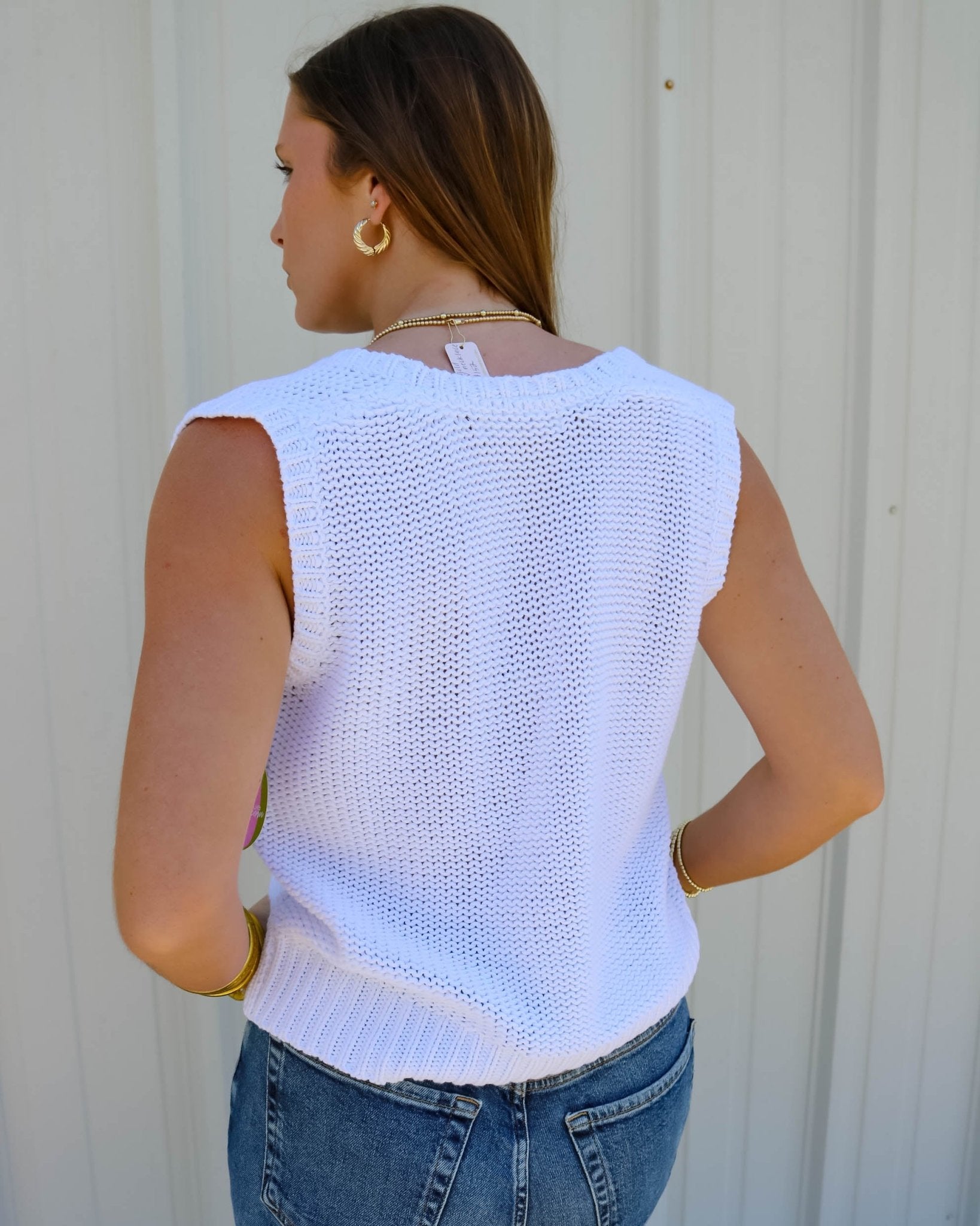 Cotton Sweater Tank Top - Olive You BoutiquePERFECTWHITETEE230024S131-PEGGY