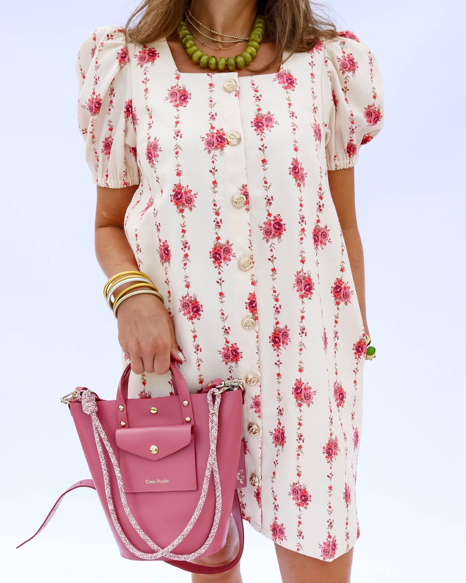 Button Floral Fun Dress - Olive You BoutiqueOLIVE YOU235096D30423