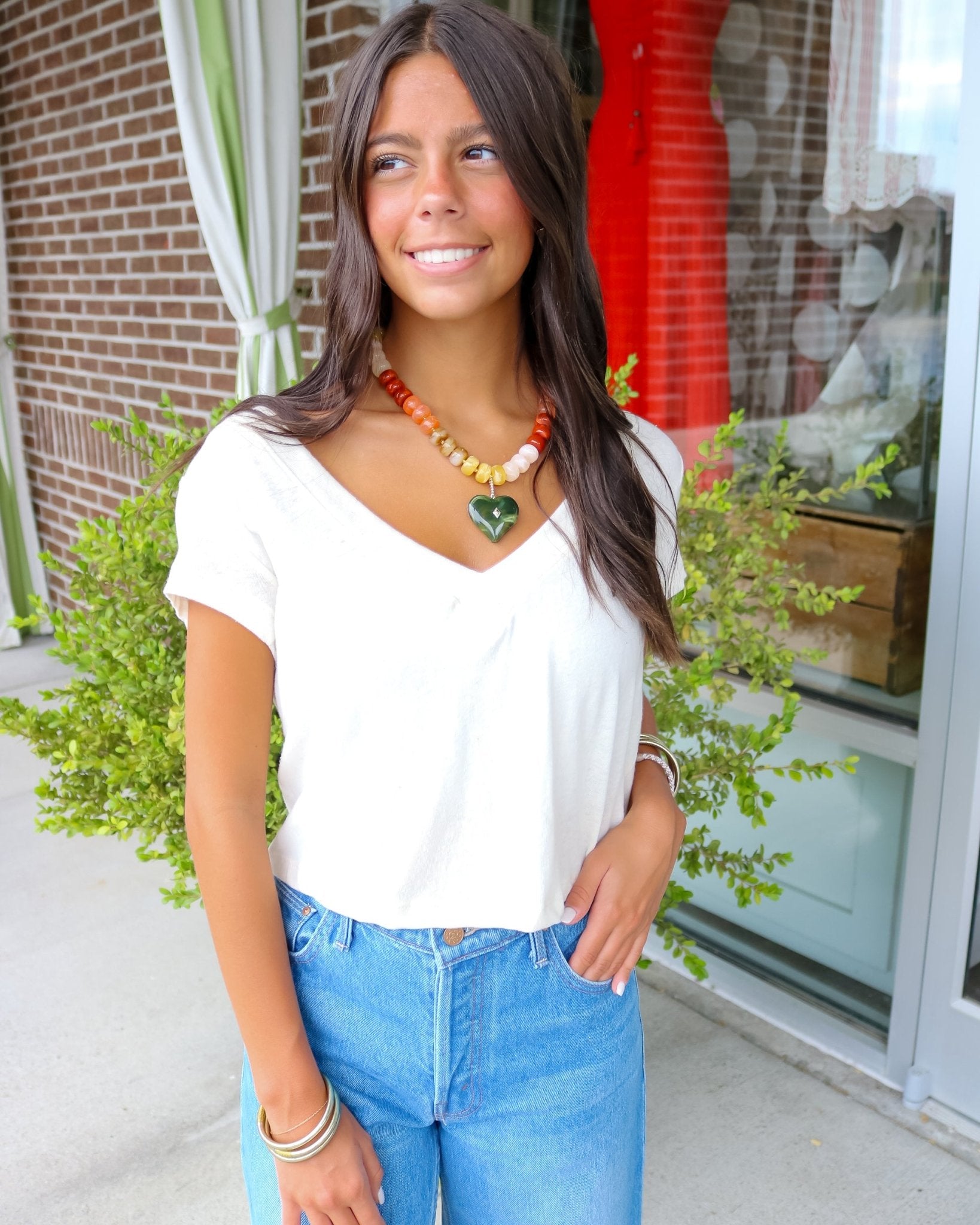 Cotton V-Neck Tee - Olive You BoutiquePERFECTWHITETEE230873T378-VAL