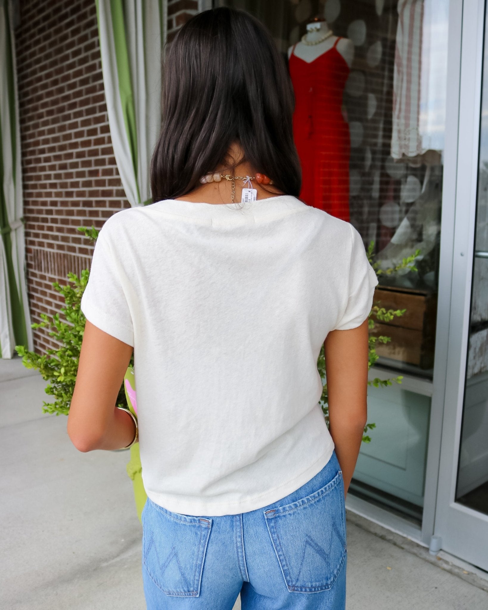 Cotton V-Neck Tee - Olive You BoutiquePERFECTWHITETEE230873T378-VAL