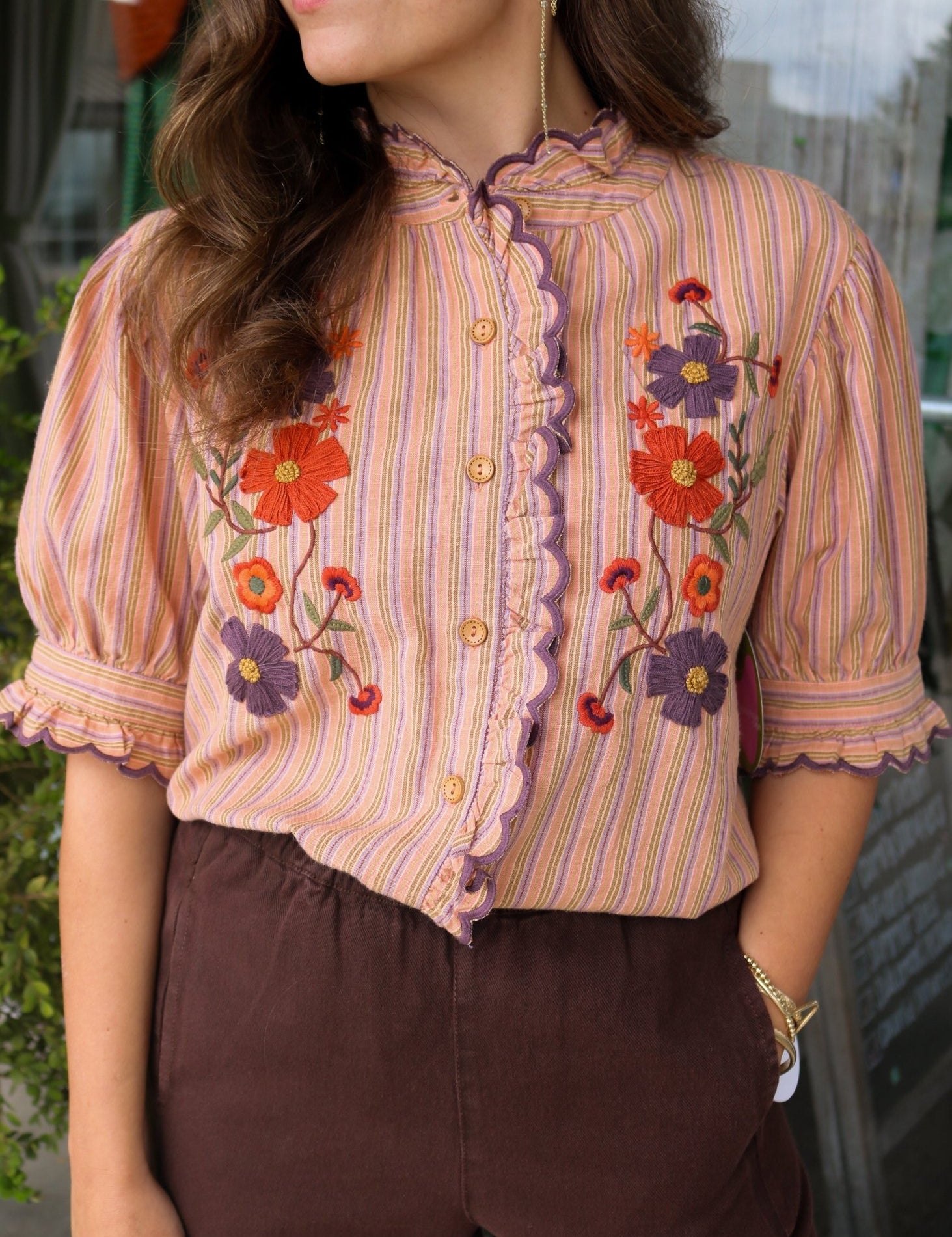 Ribbon Embroidered Shirt - Olive You BoutiqueIVY JANE231266621611