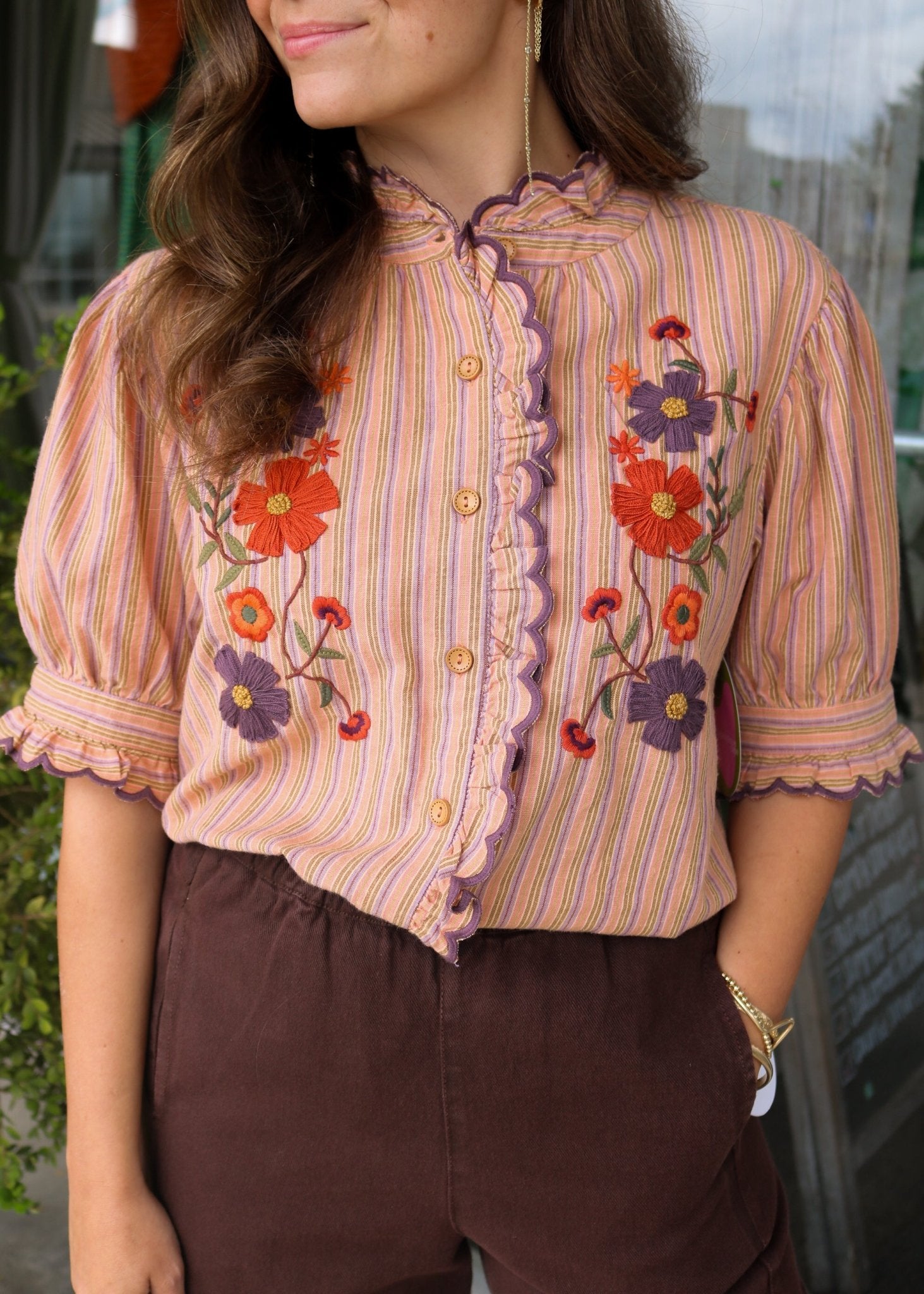 Ribbon Embroidered Shirt - Olive You BoutiqueIVY JANE231266621611