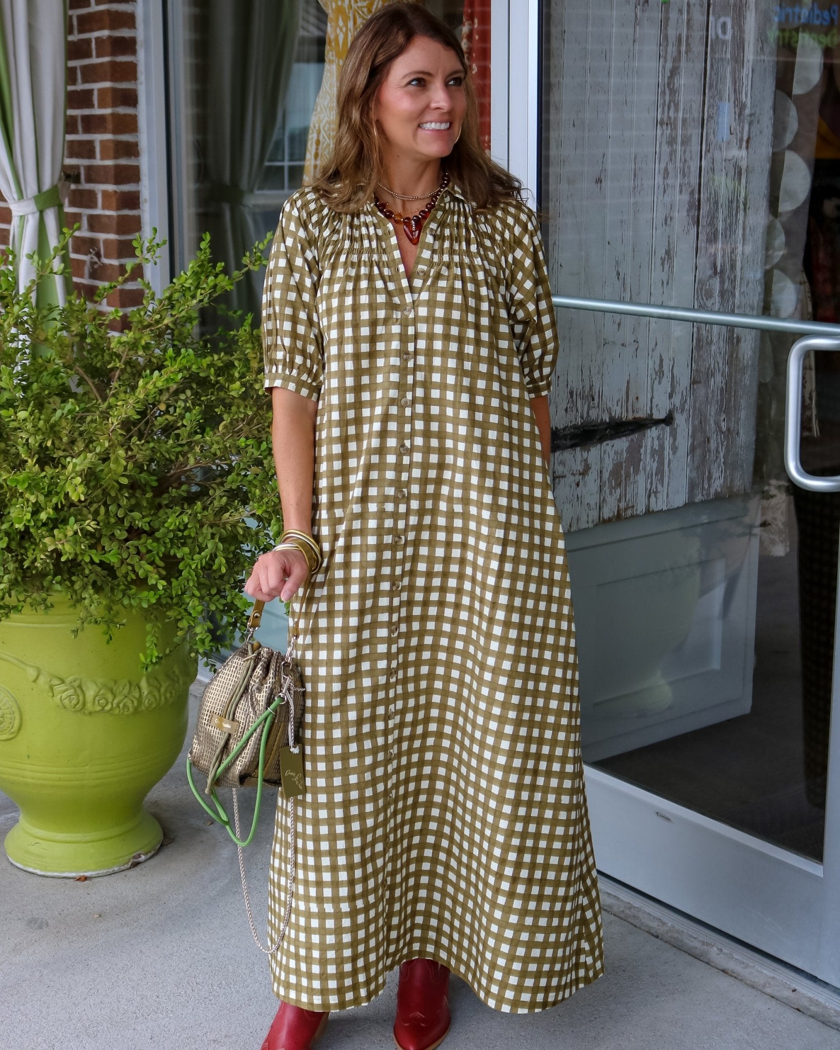 Painted Gingham Oasis Dress - Olive You BoutiqueSUNSHINE TIENDA236044DRE-OAS-MG-XS