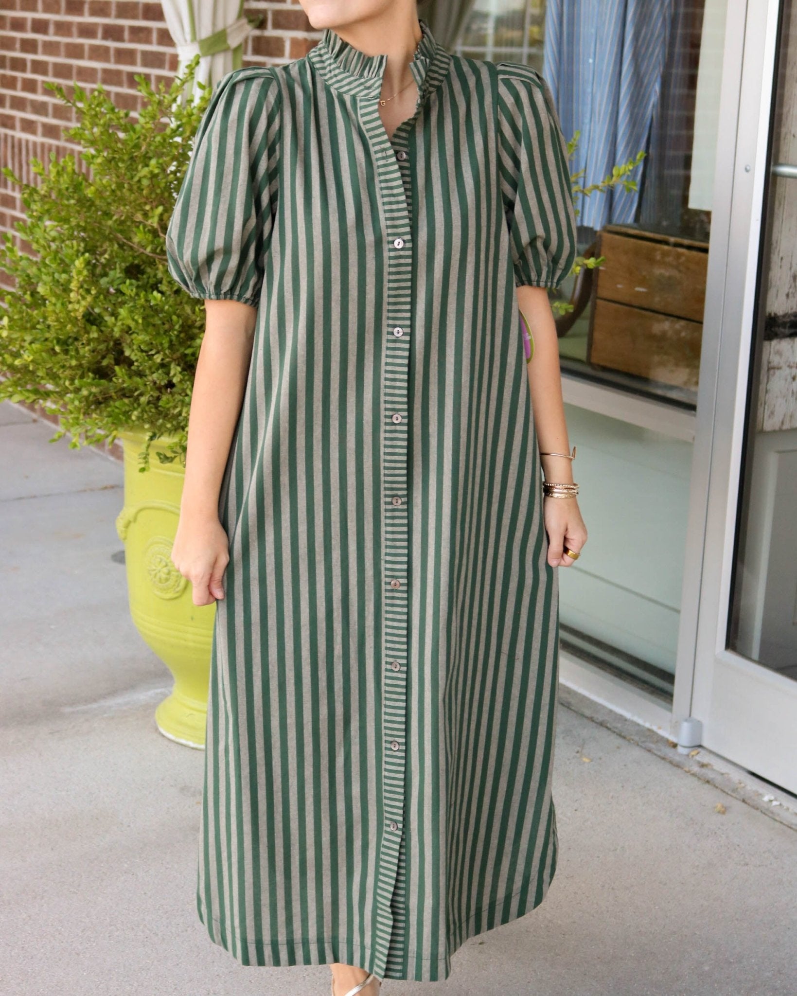 Savory Green Stripes Dress - Olive You BoutiqueOlive You Boutique235099D27601-1