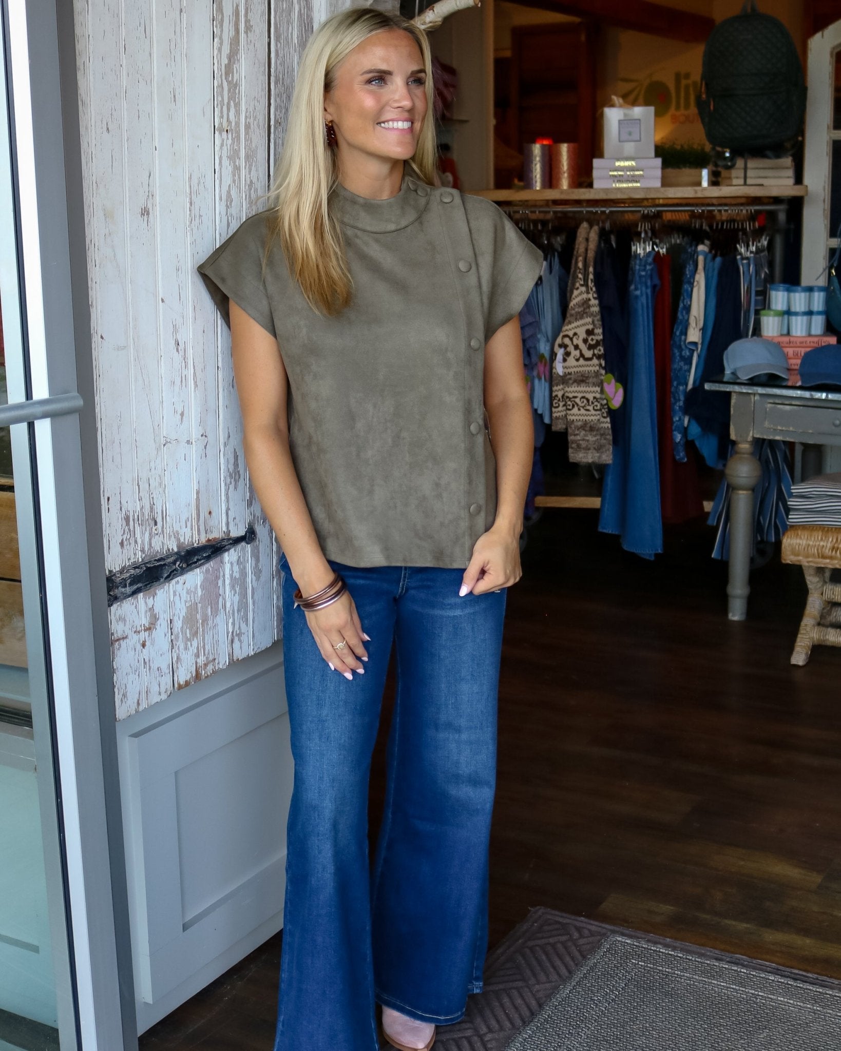 Faux Suede Button Top - Olive You BoutiqueOLIVE YOU235975FTM3570