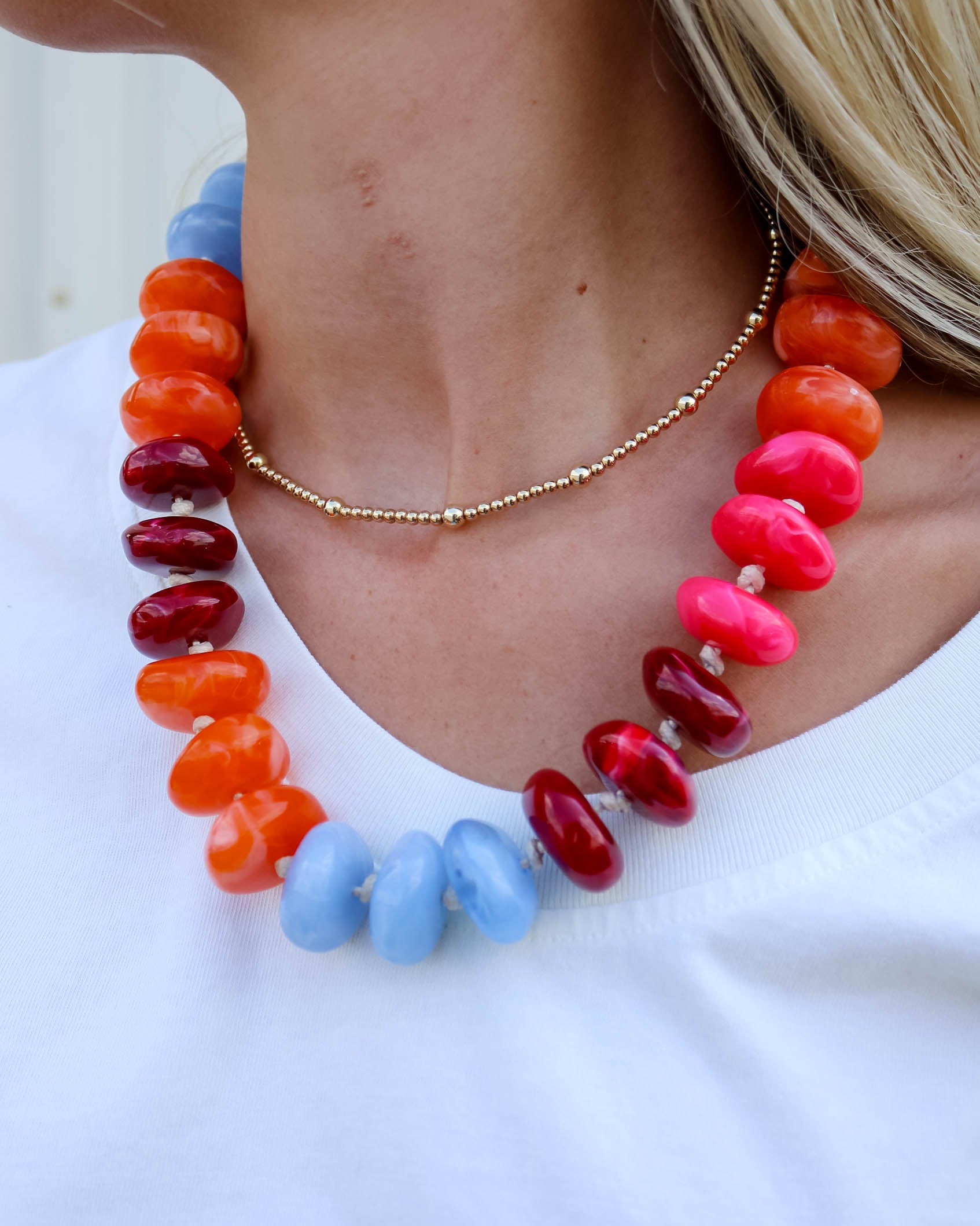 Delray Necklace - Maroon/Orange - Olive You BoutiqueGemelli235810Delray - Maroon/Orange