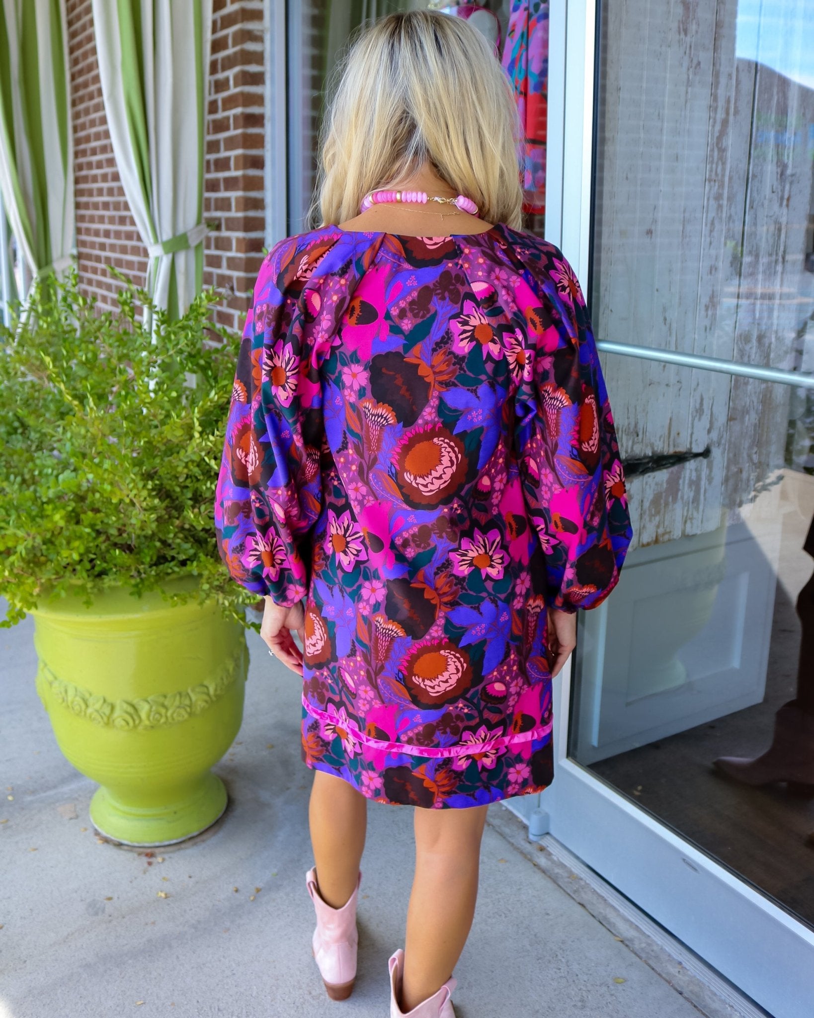 Shirred Floral Shift Dress - Olive You BoutiqueUNCLE FRANK23413873691