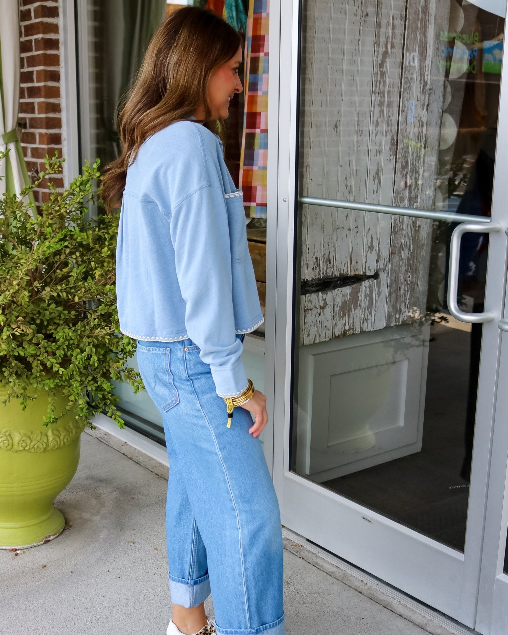 Cam Knit Denim Whipstitch Top - Olive You BoutiqueZ SUPPLY236097ZT263233