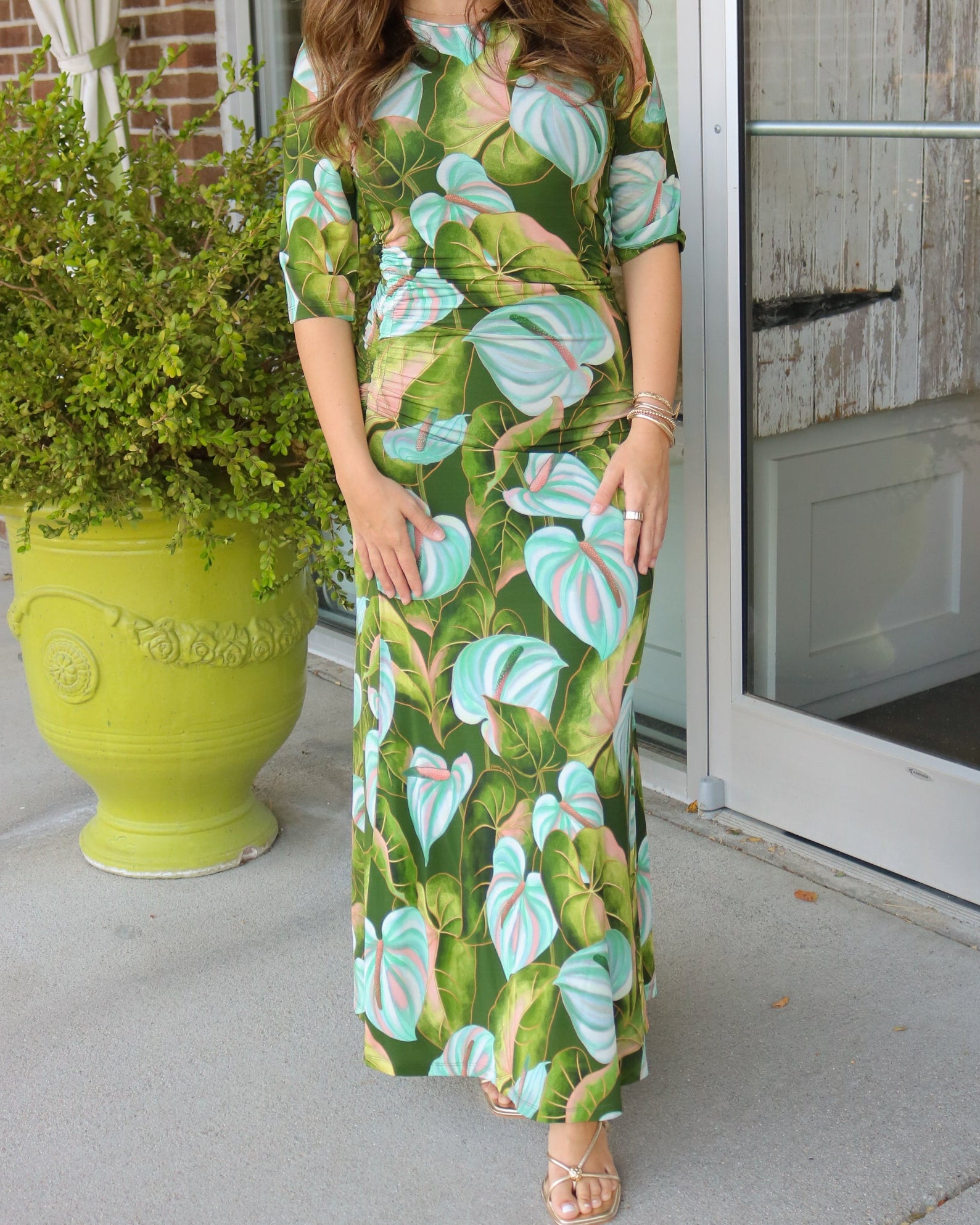 Anturium Leaves Midi Dress - Olive You BoutiqueFARM RIO227568358993