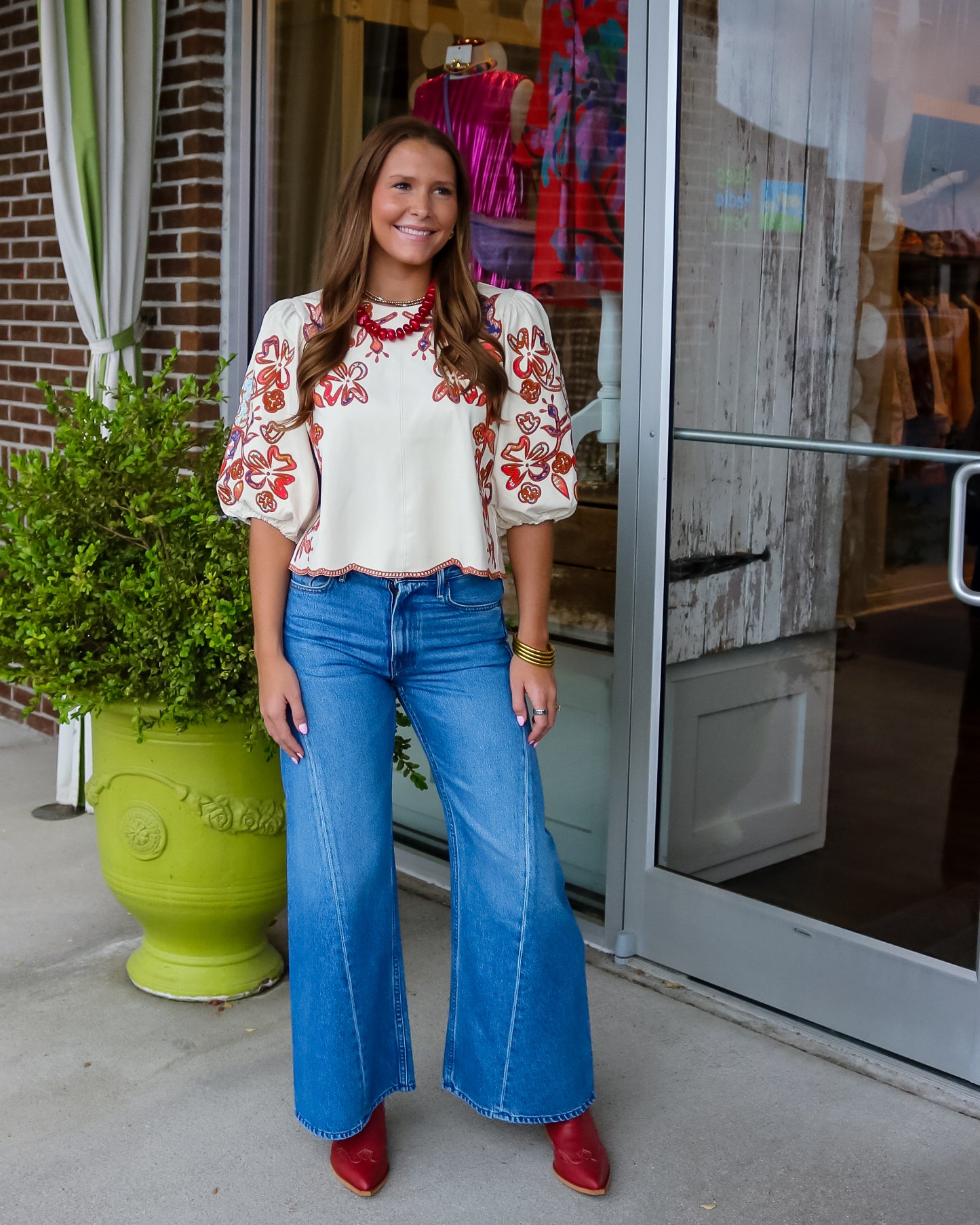 Faux Suede Puff Slv Top